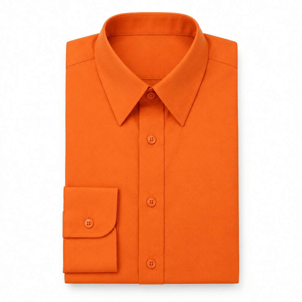 Men's Basic Dress Shirt with Convertible Cuff -Color Orange - Upscale Men's Fashion