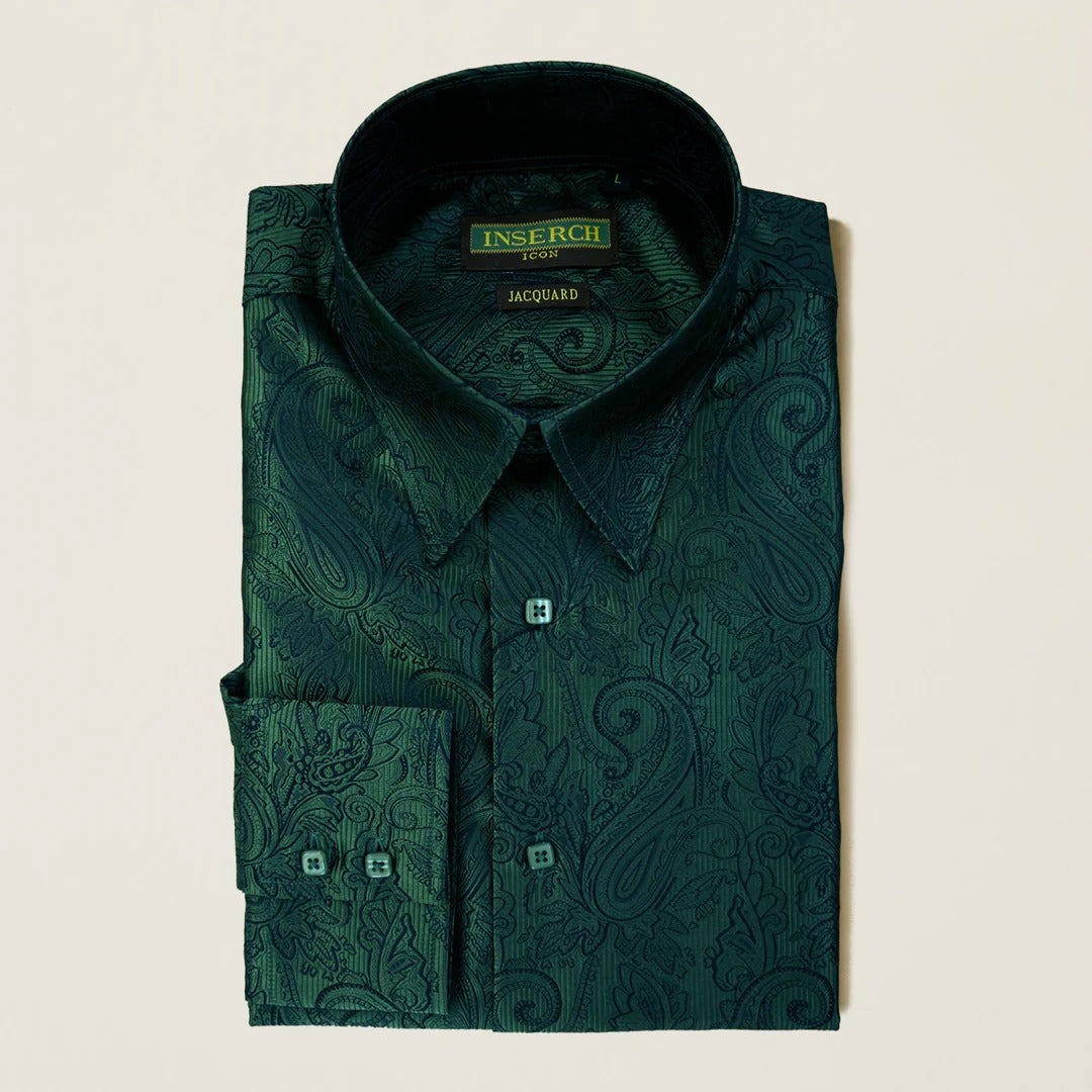 Pine Paisley Long Sleeve Jacquard Shirt