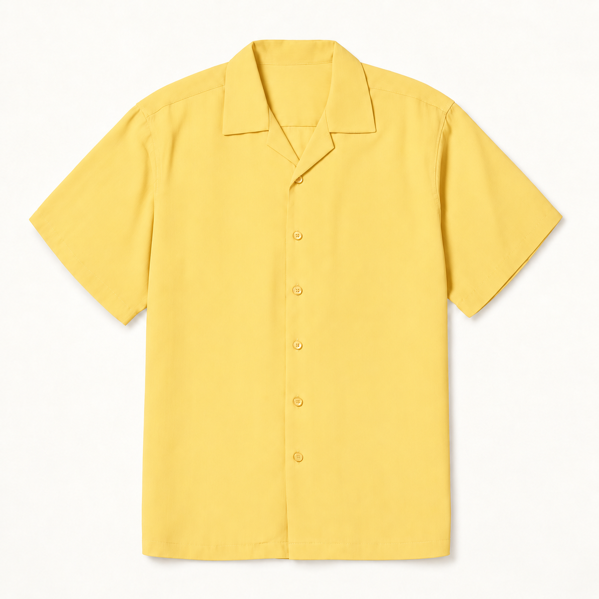 Banana Cream Regular Fit Short Sleeve Crepe Camp Collar Shirt