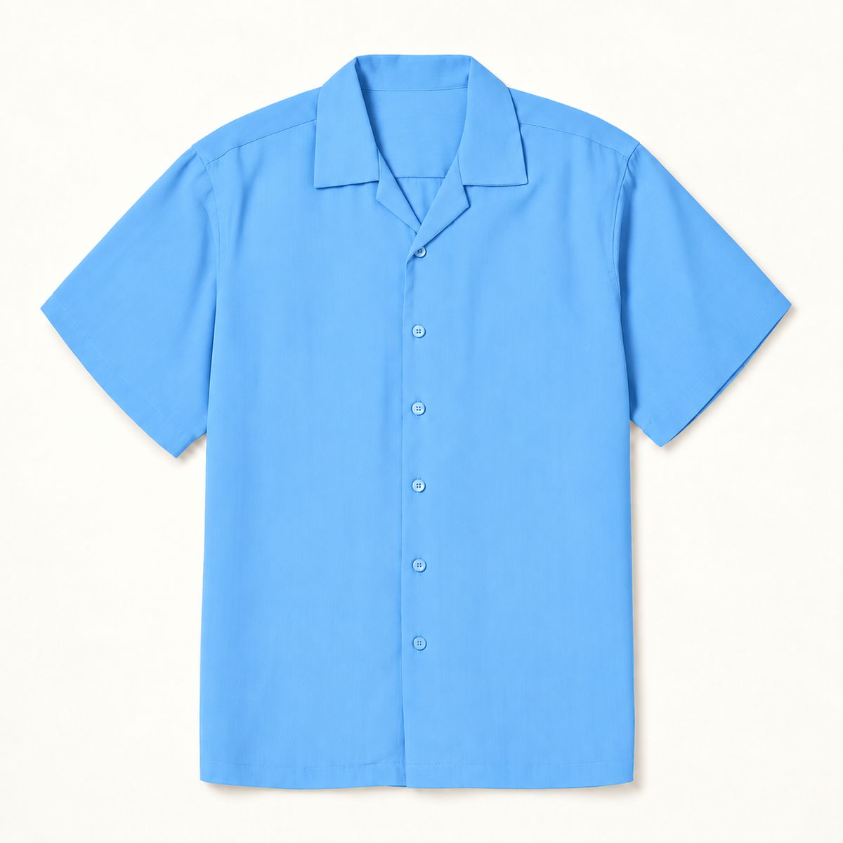 Blue Mist Regular Fit Short Sleeve Crepe Camp Collar Shirt