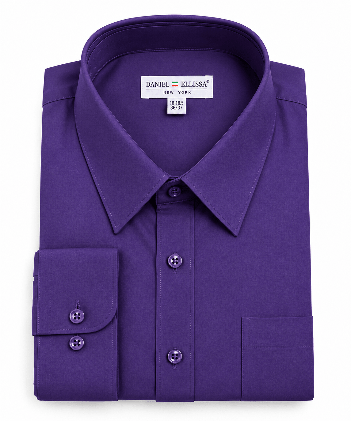 Men's Basic Dress Shirt with Convertible Cuff -Color Purple - Upscale Men's Fashion