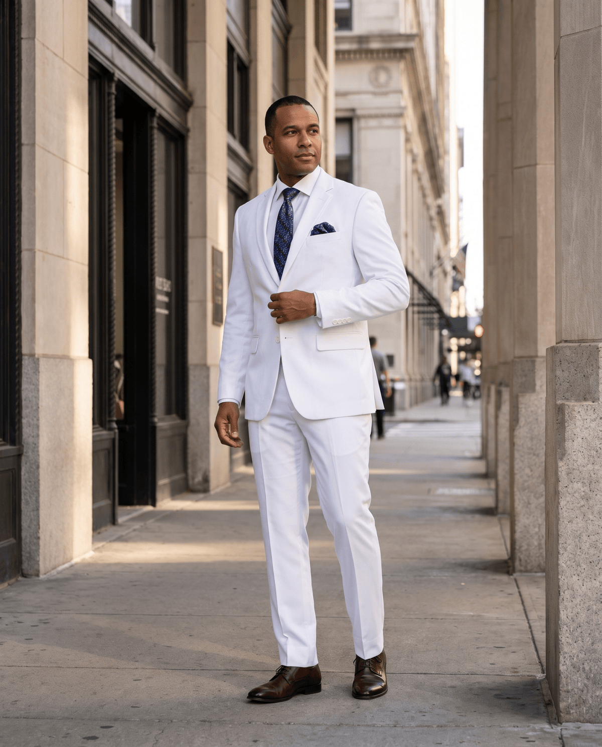 Men’s White Regular Executive Fit 2-Piece Suit – Ravello Collection - Upscale Men's Fashion