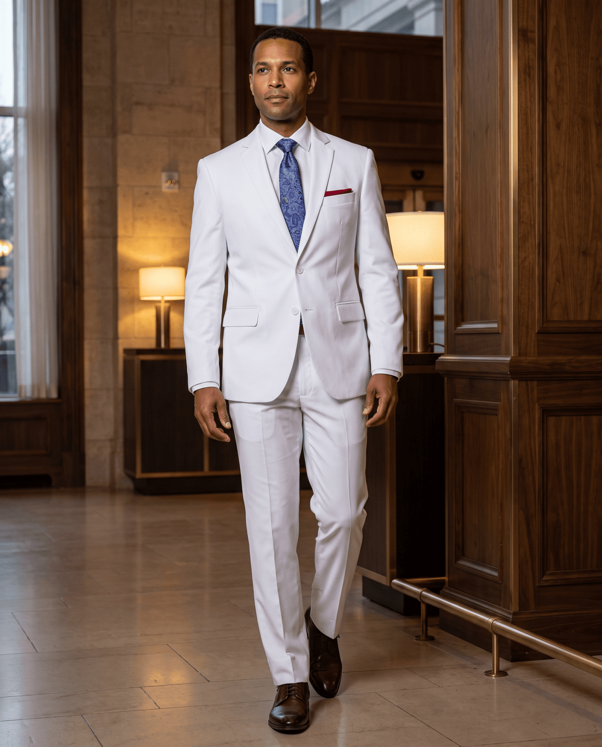 Men’s White Regular Executive Fit 2-Piece Suit – Ravello Collection - Upscale Men's Fashion