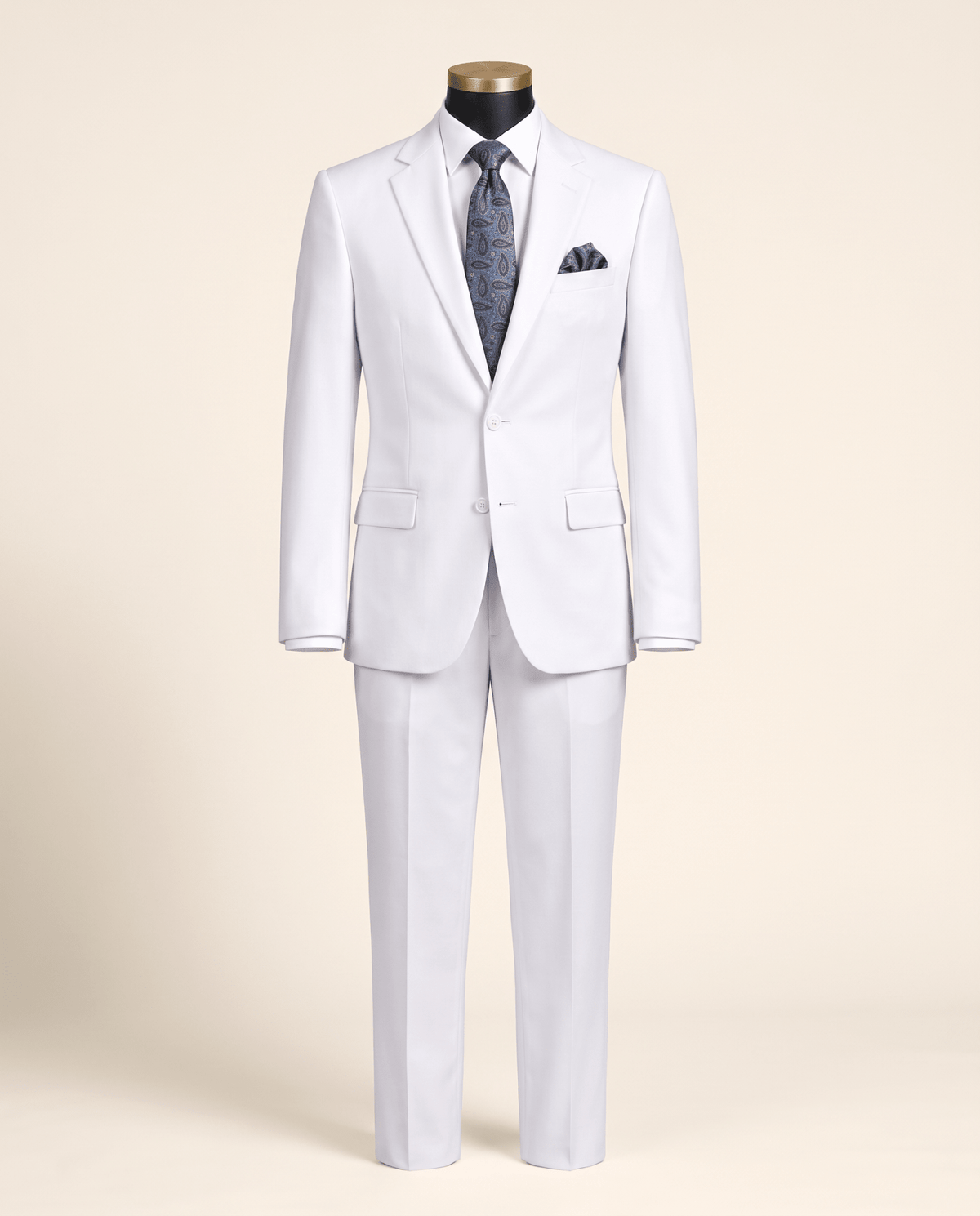 Men’s White Regular Executive Fit 2-Piece Suit – Ravello Collection - Upscale Men's Fashion