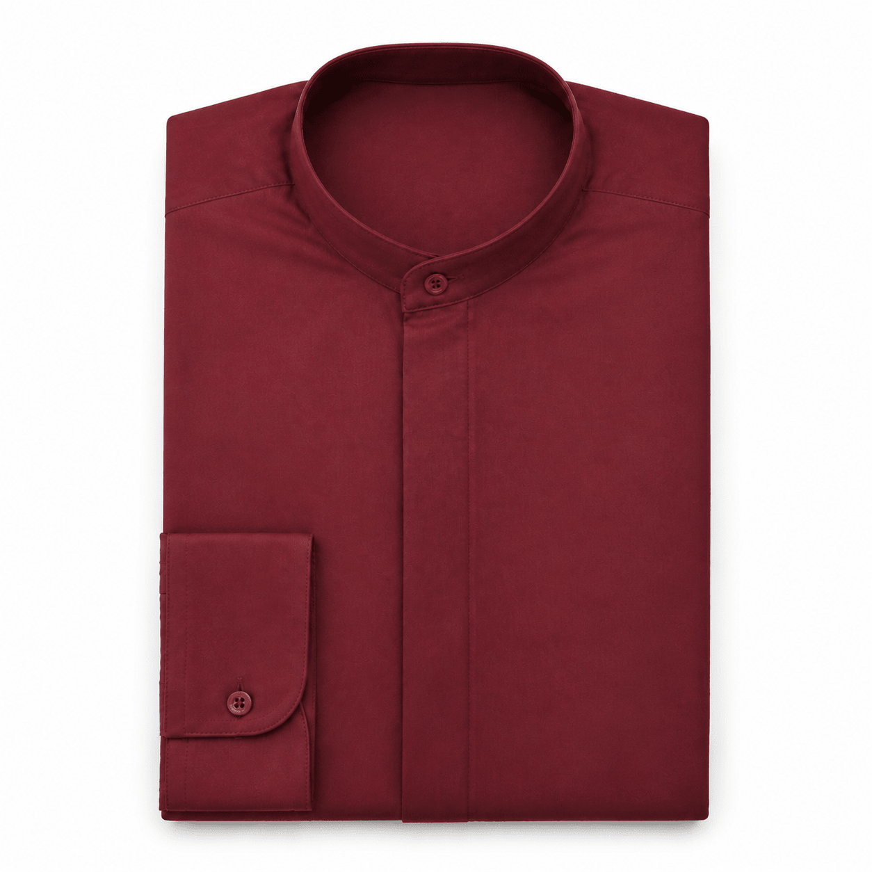 Banded Collar Dress Shirt, Red - Upscale Men's Fashion
