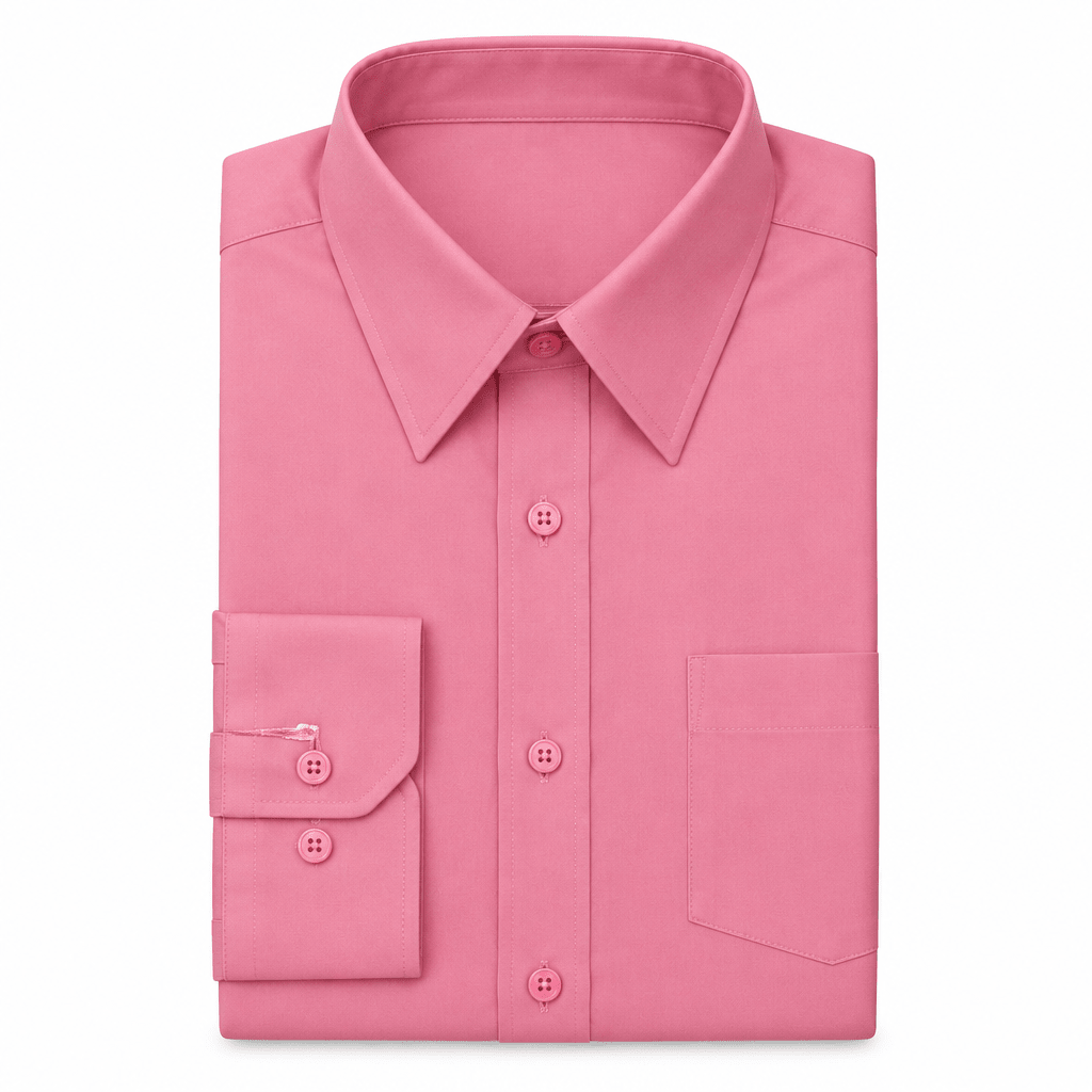Men's Basic Dress Shirt with Convertible Cuff -Color Rose Pink - Upscale Men's Fashion