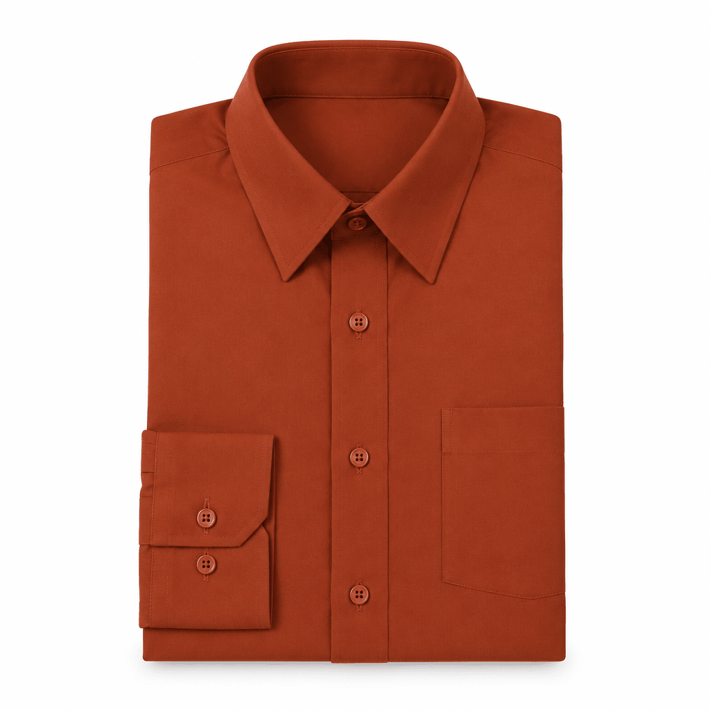 Men's Basic Dress Shirt with Convertible Cuff -Color Rust - Upscale Men's Fashion