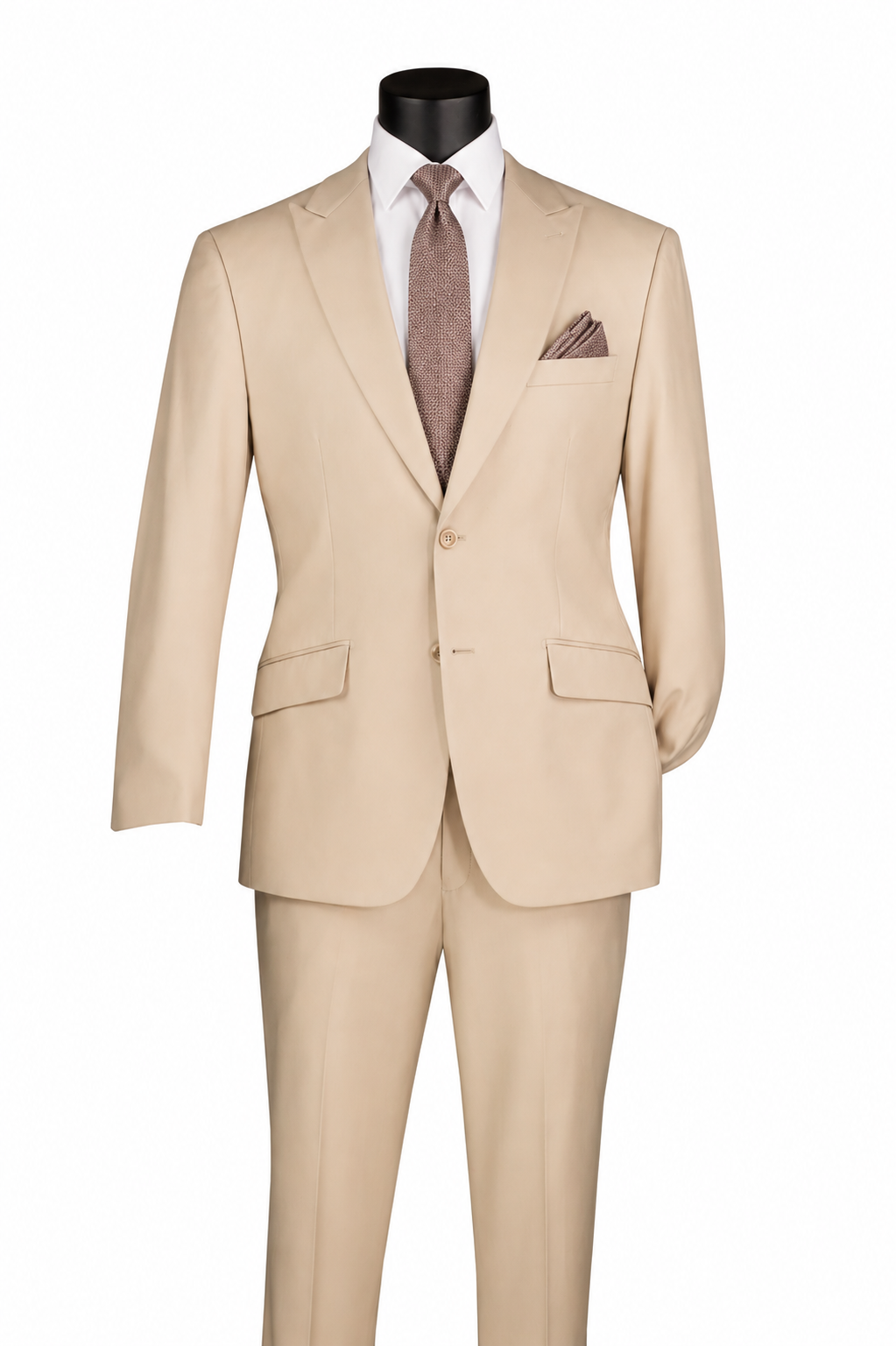 Sand Modern Fit 2 Piece Suit with Peak Lapel – Imperio Collection
