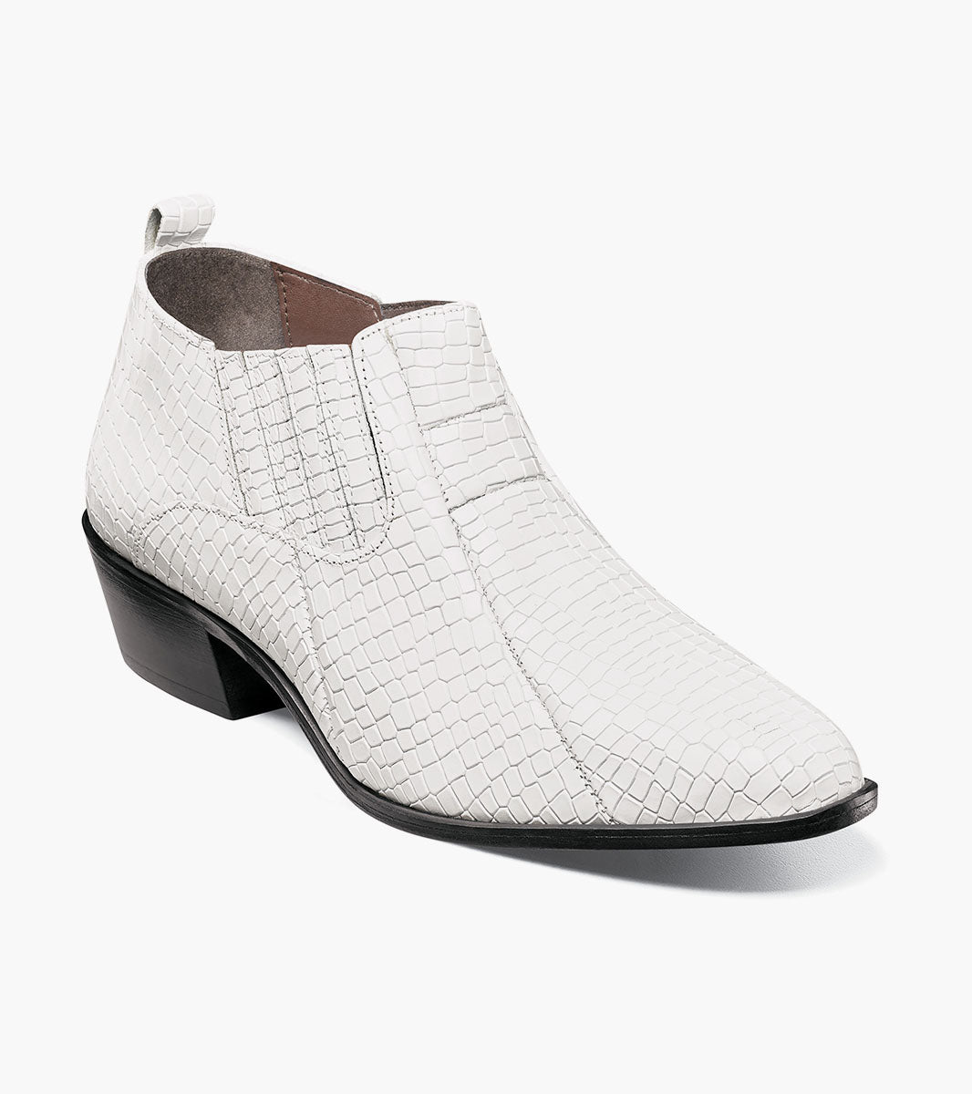 Stacy Adams Sandoval White Crocodile Print Cuban Heel Boot - Upscale Men's Fashion