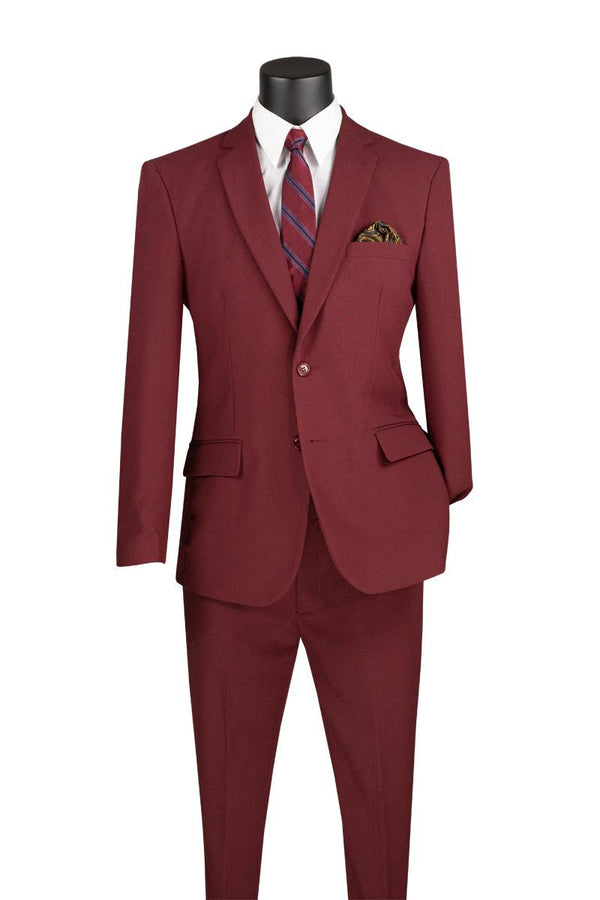 Suit - Slim Fit 2 Piece Suit Color Burgundy