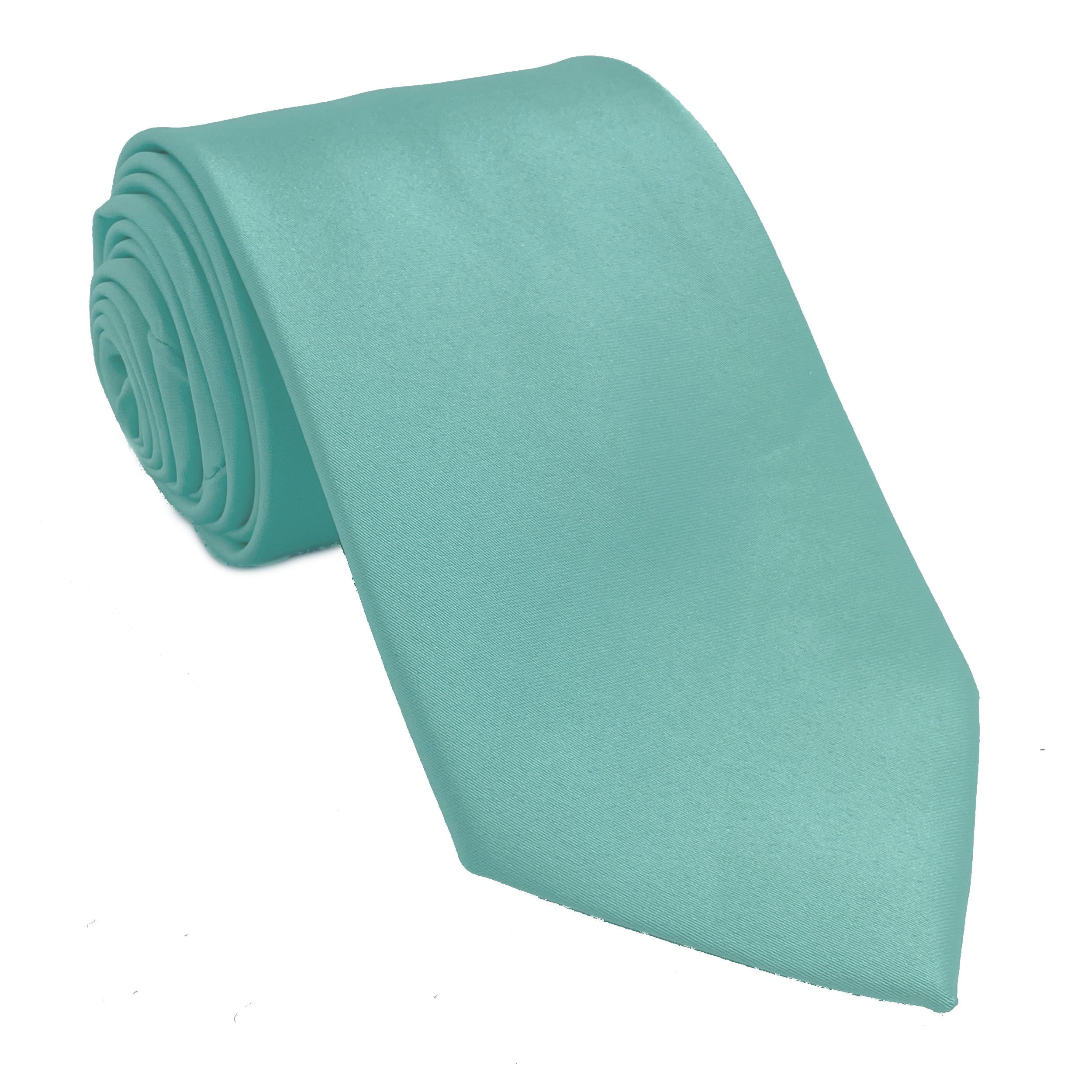 Men's Aquamarine satin self-tie necktie