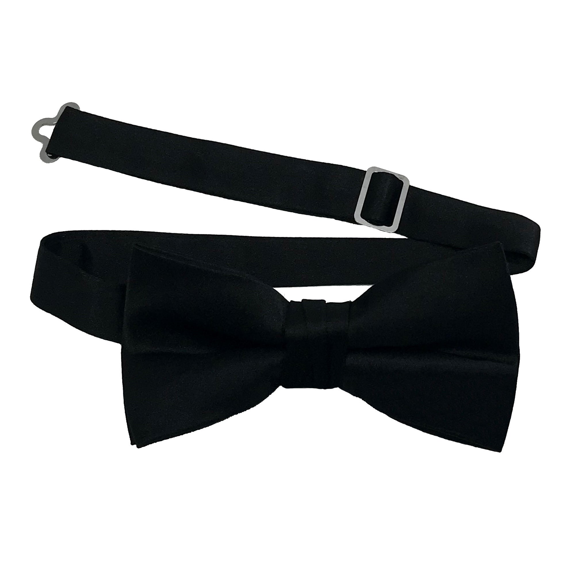 Men's Black solid satin pre-tied bow tie
