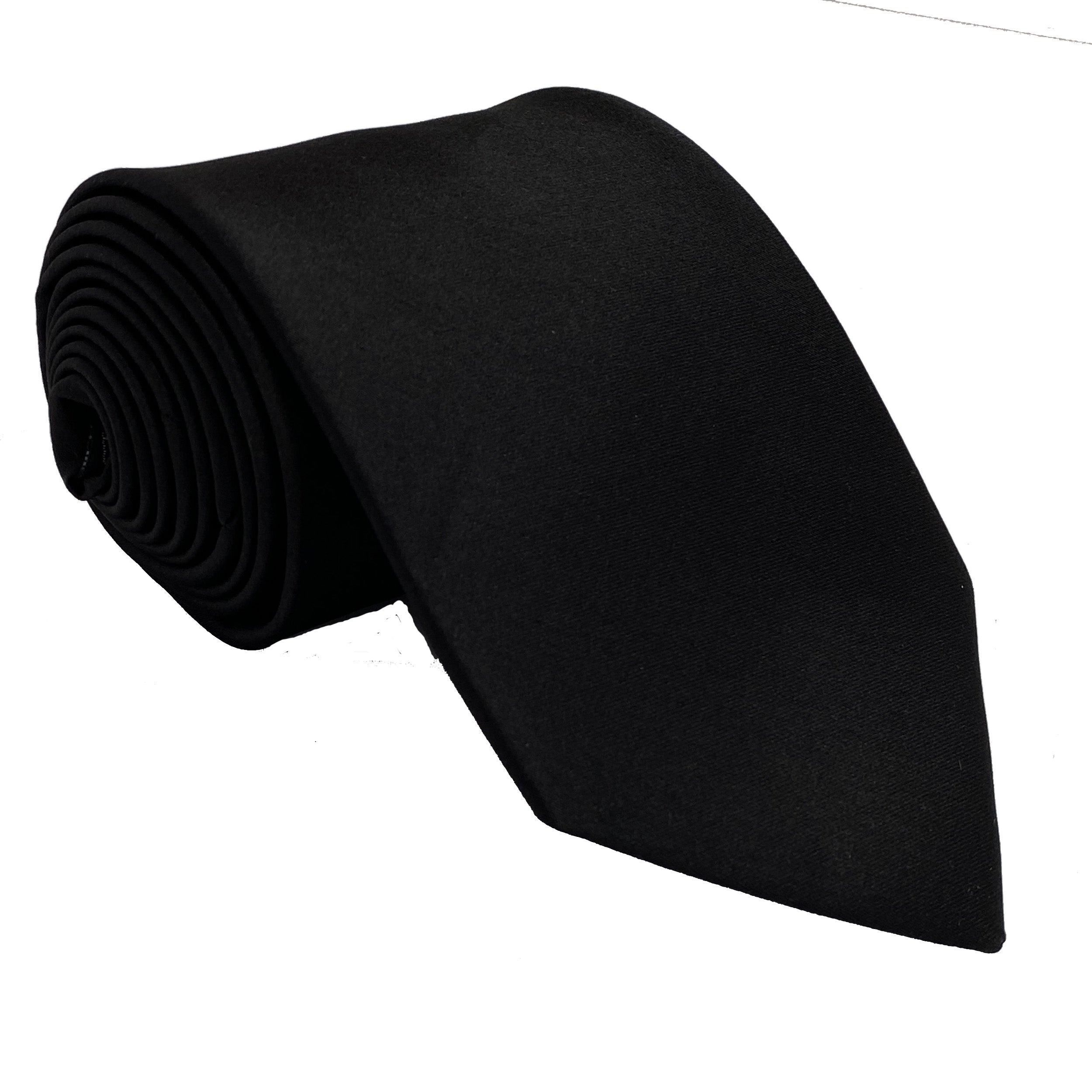 Men's Black satin self-tie necktie