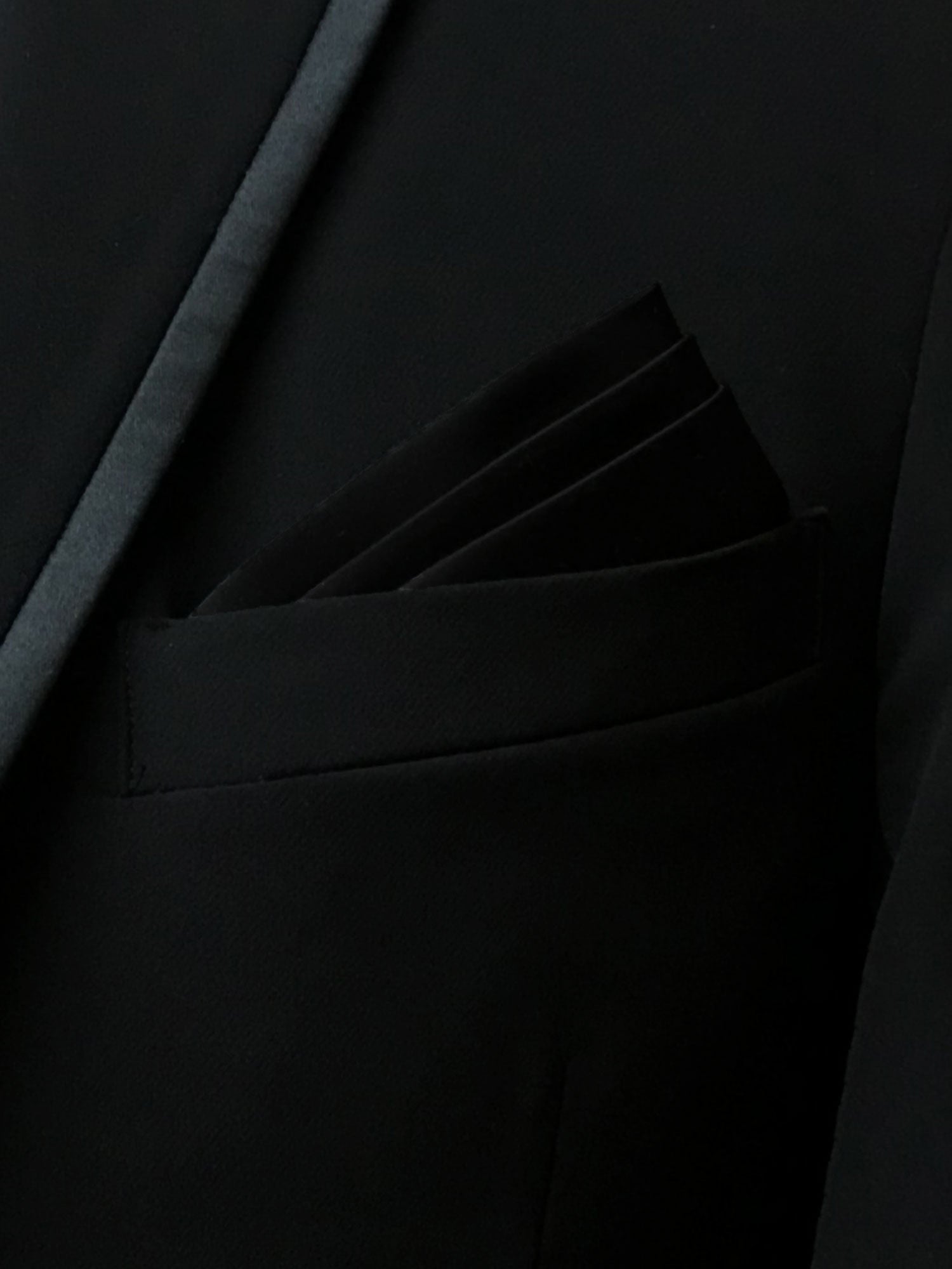 Men's Black Solid Satin Pocket Square