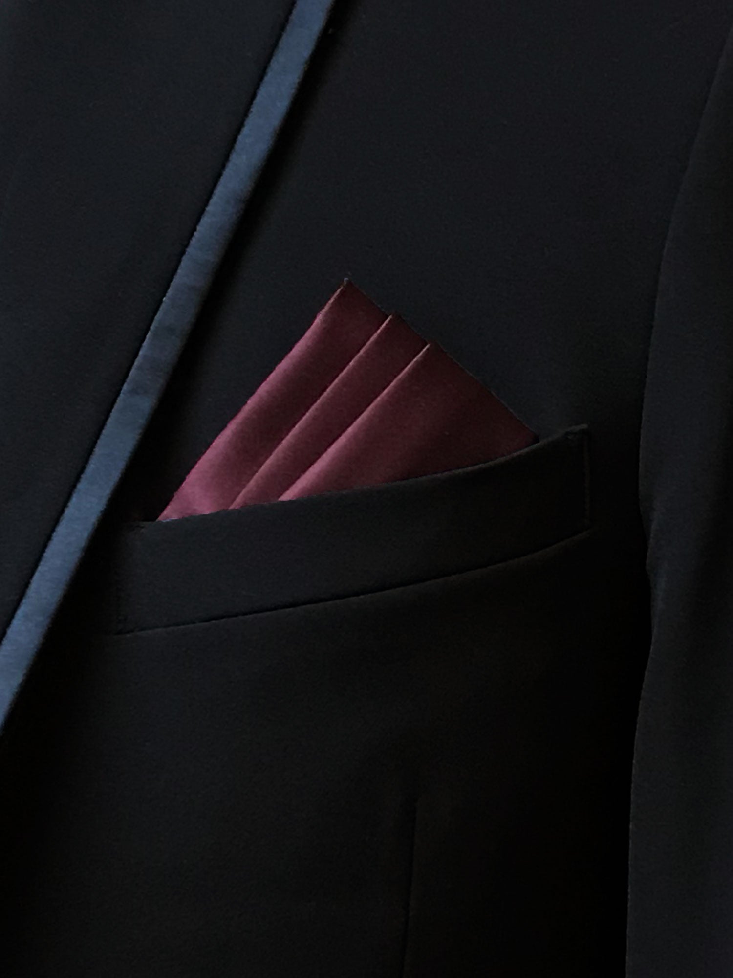 Men's Burgundy Solid Satin Pocket Square