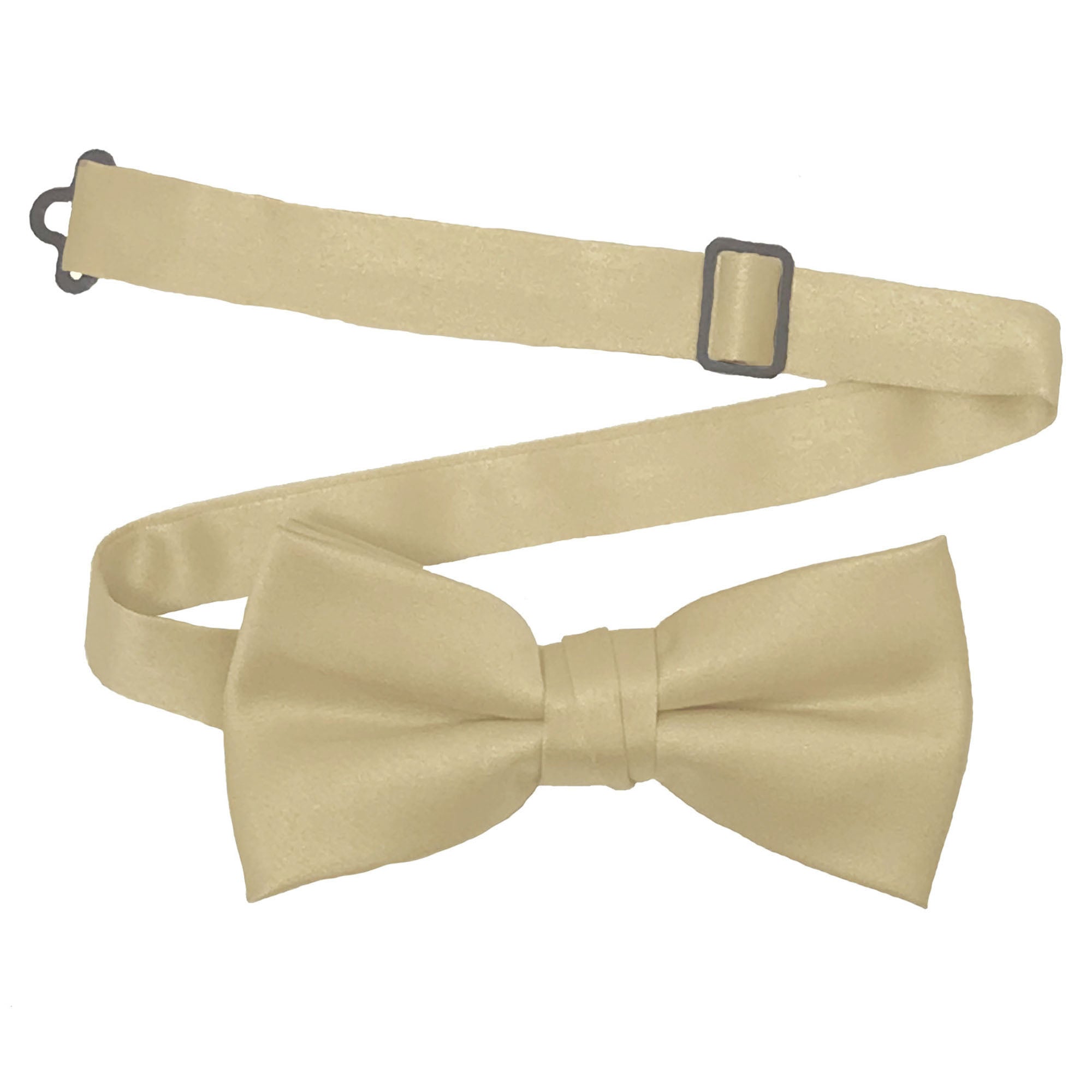 Men's Champagne solid satin pre-tied bow tie