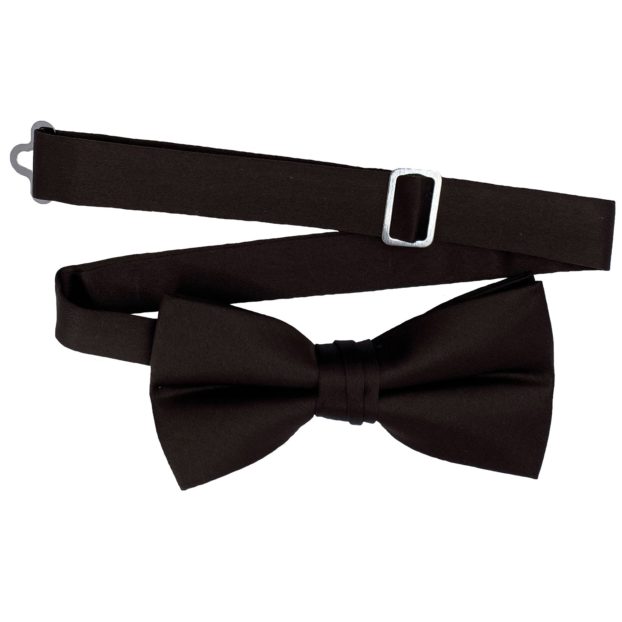 Men's Chocolate solid satin pre-tied bow tie