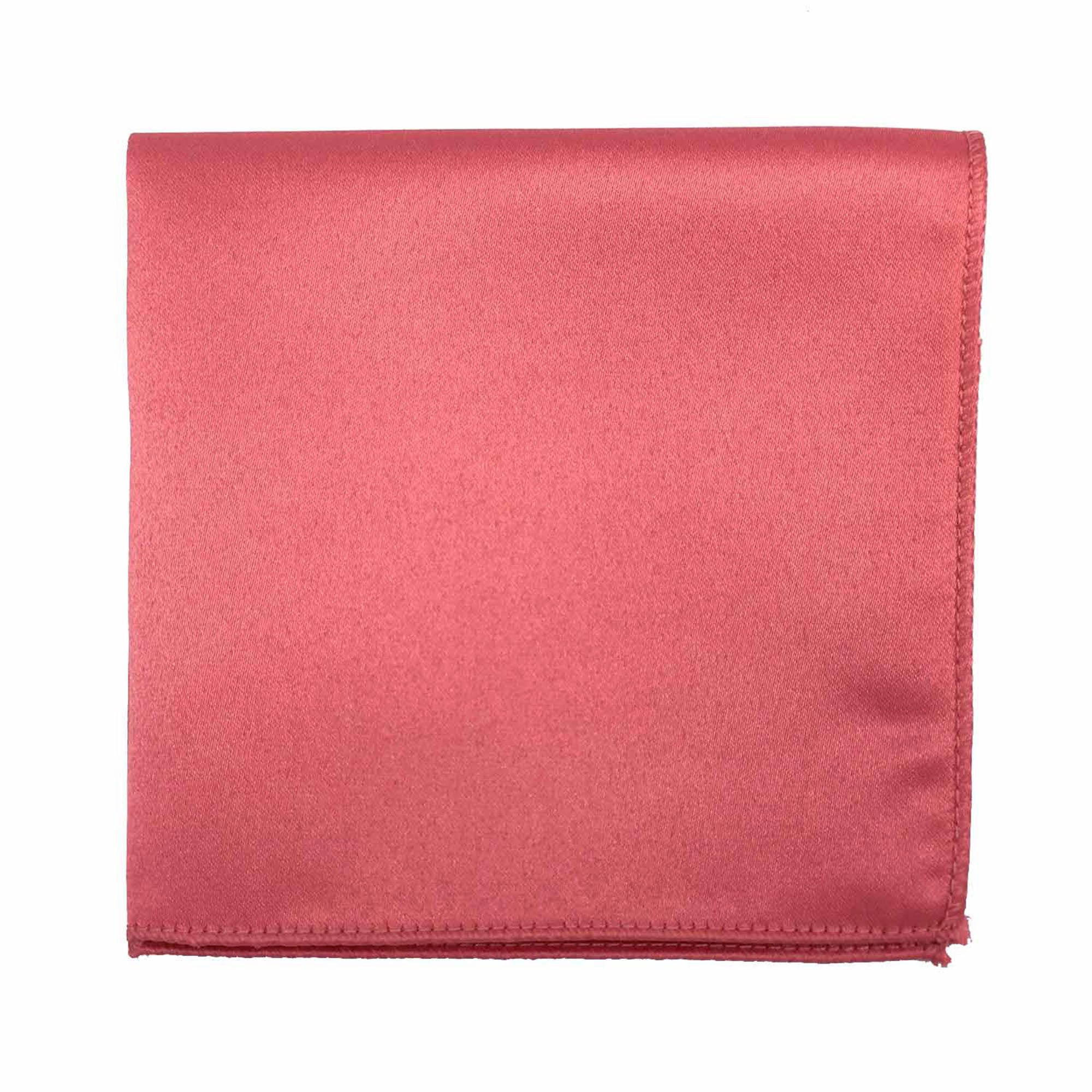 Men's Coral Solid Satin Pocket Square