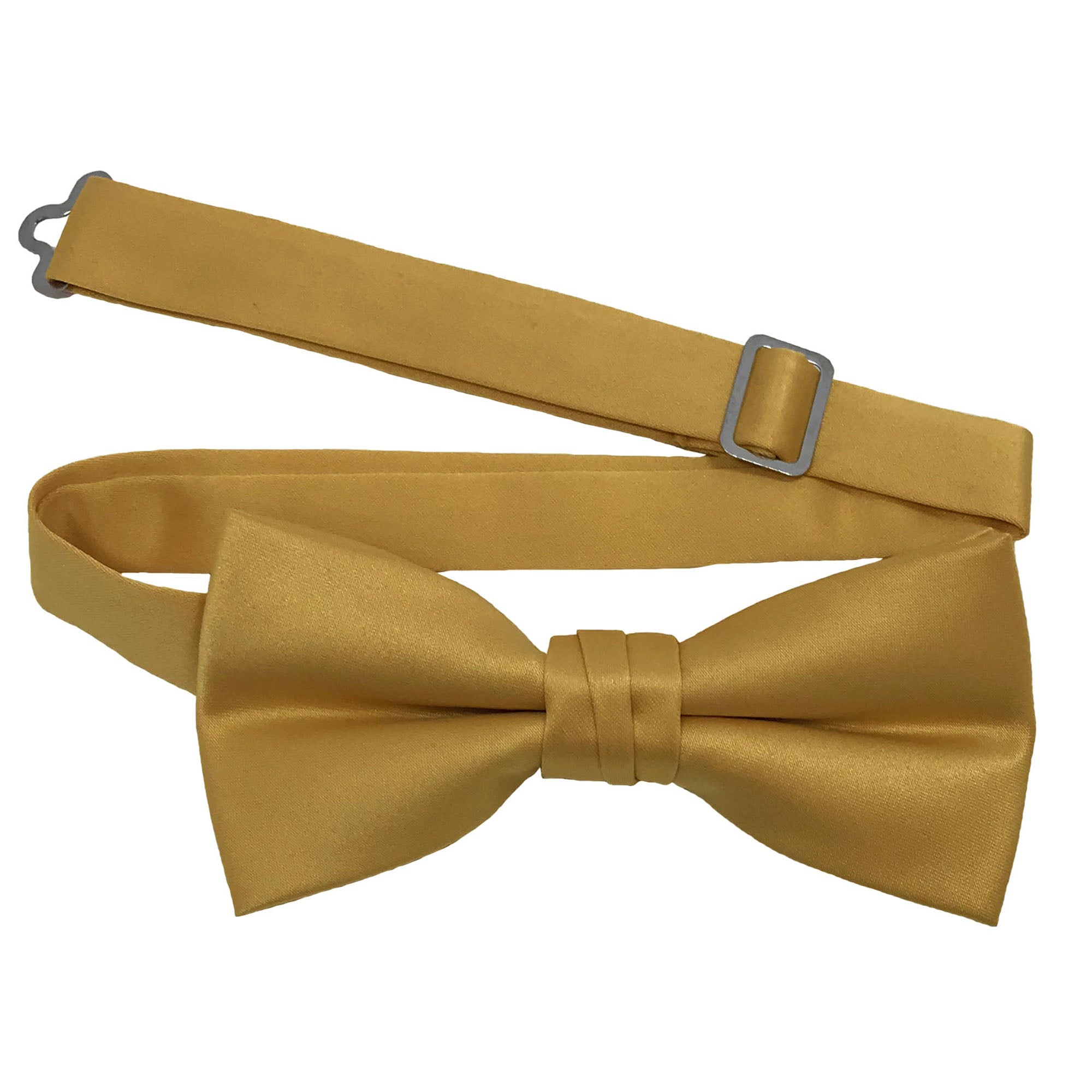 Men's Gold solid satin pre-tied bow tie