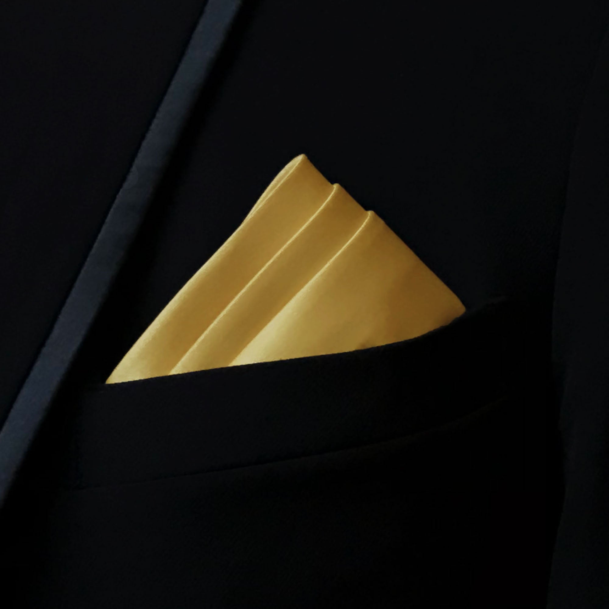Men's Gold Solid Satin Pocket Square