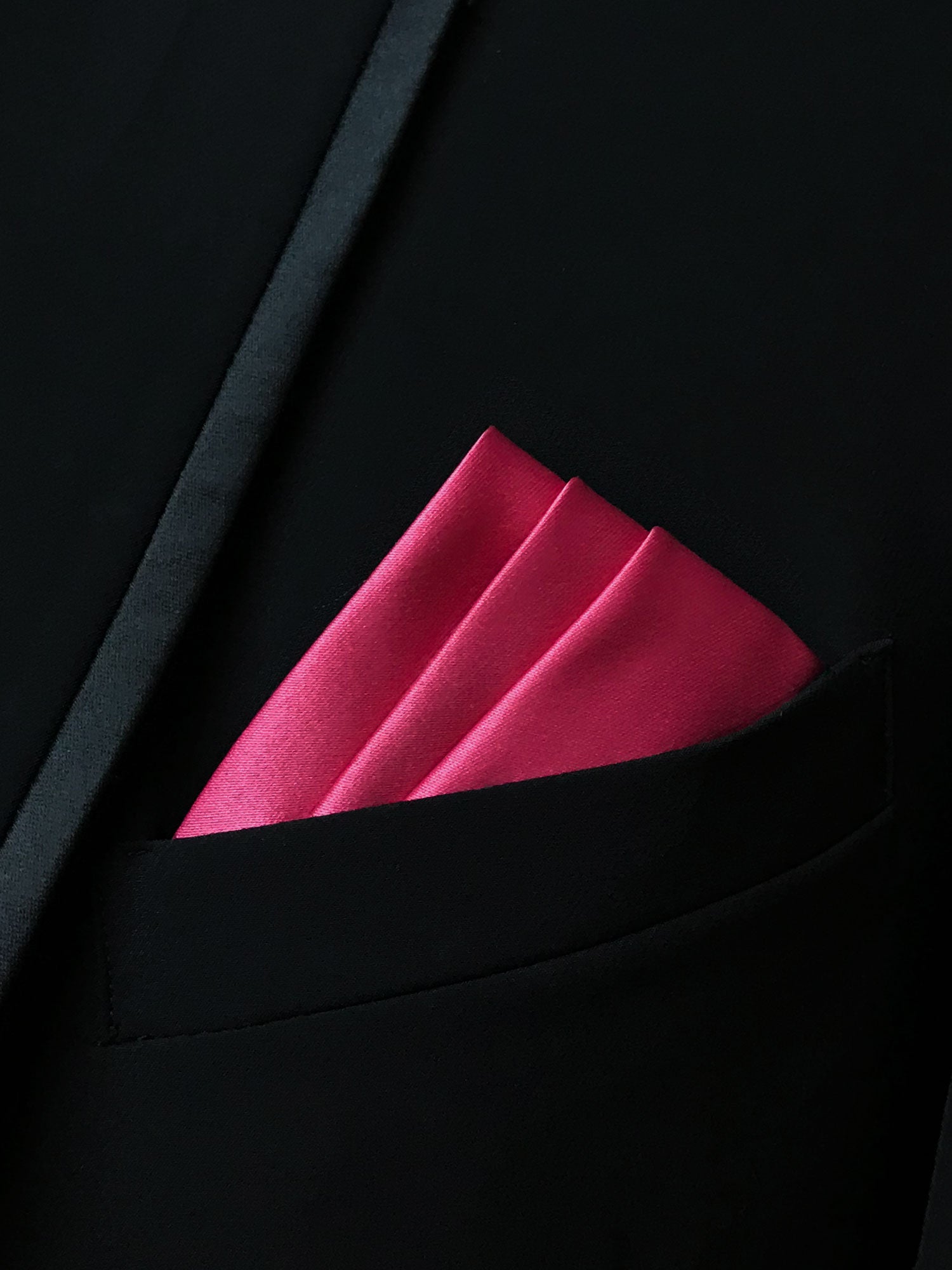 Men's Hot Pink Solid Satin Pocket Square