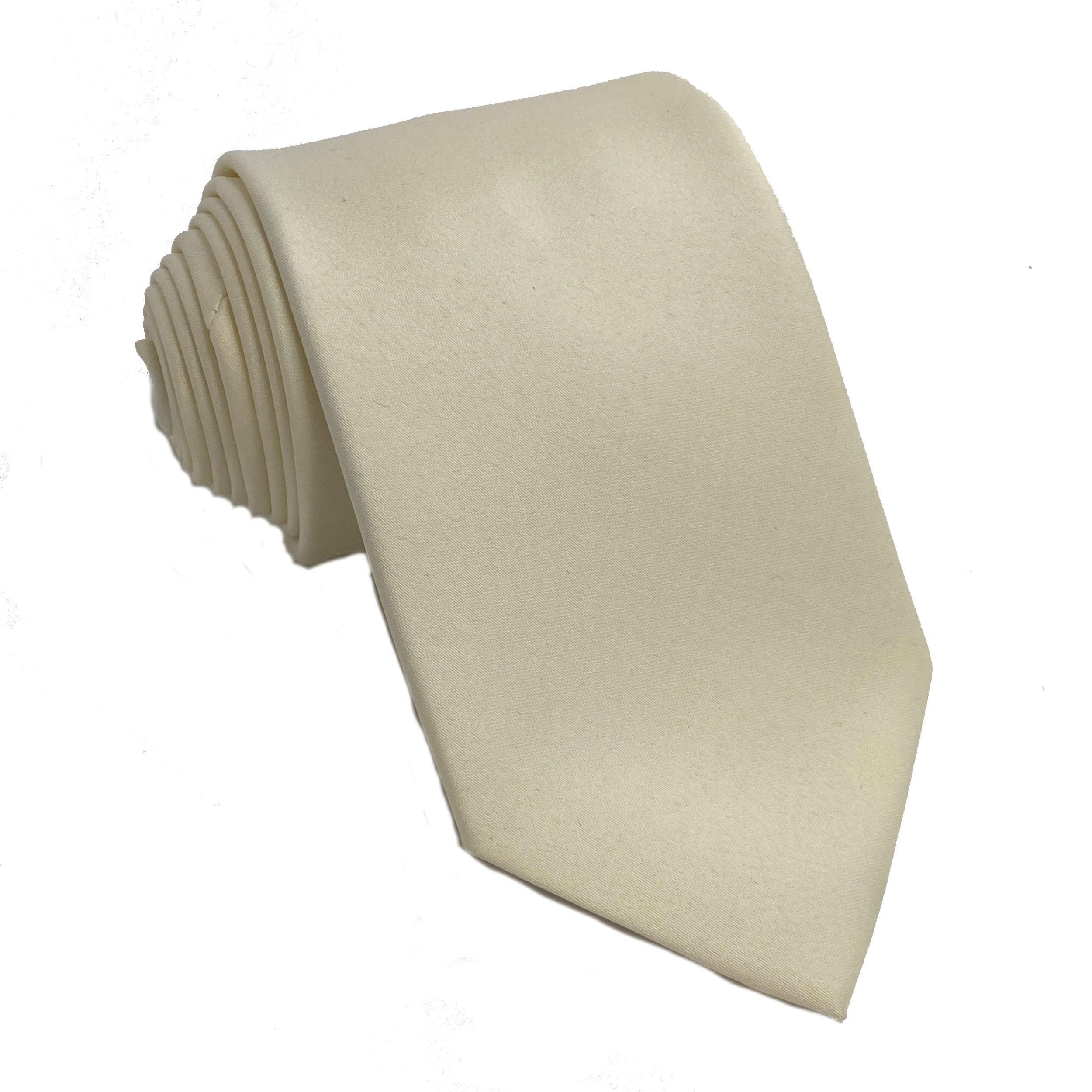 Men's Ivory satin self-tie necktie