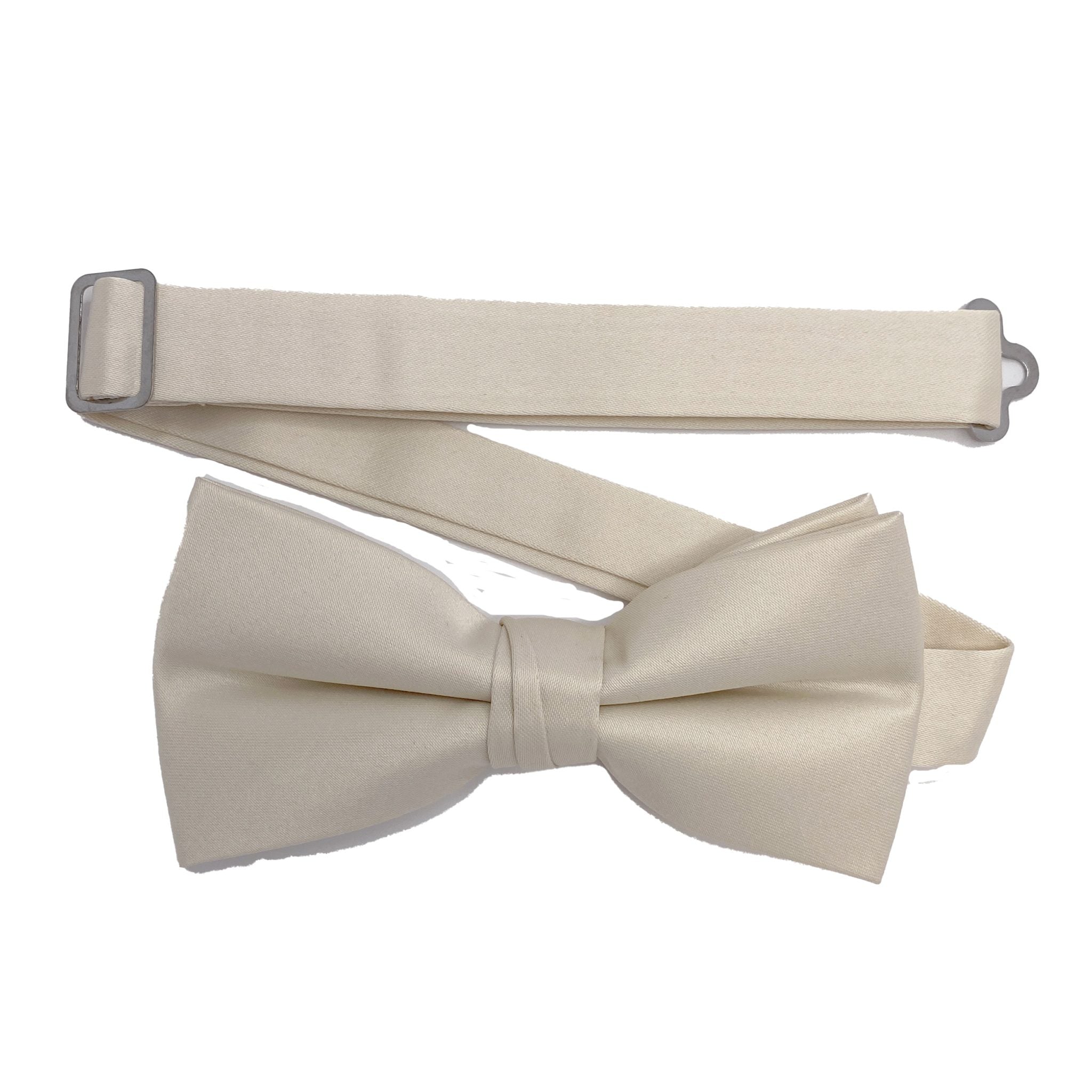 Men's Light Champagne solid satin pre-tied bow tie