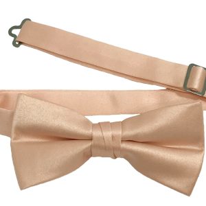 Men's Light Peach solid satin pre-tied bow tie