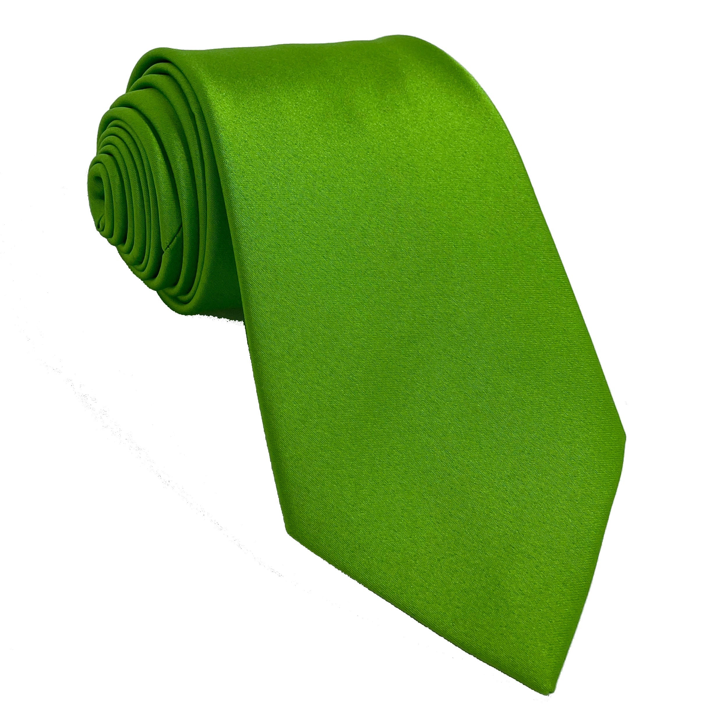 Men's Lime satin self-tie necktie