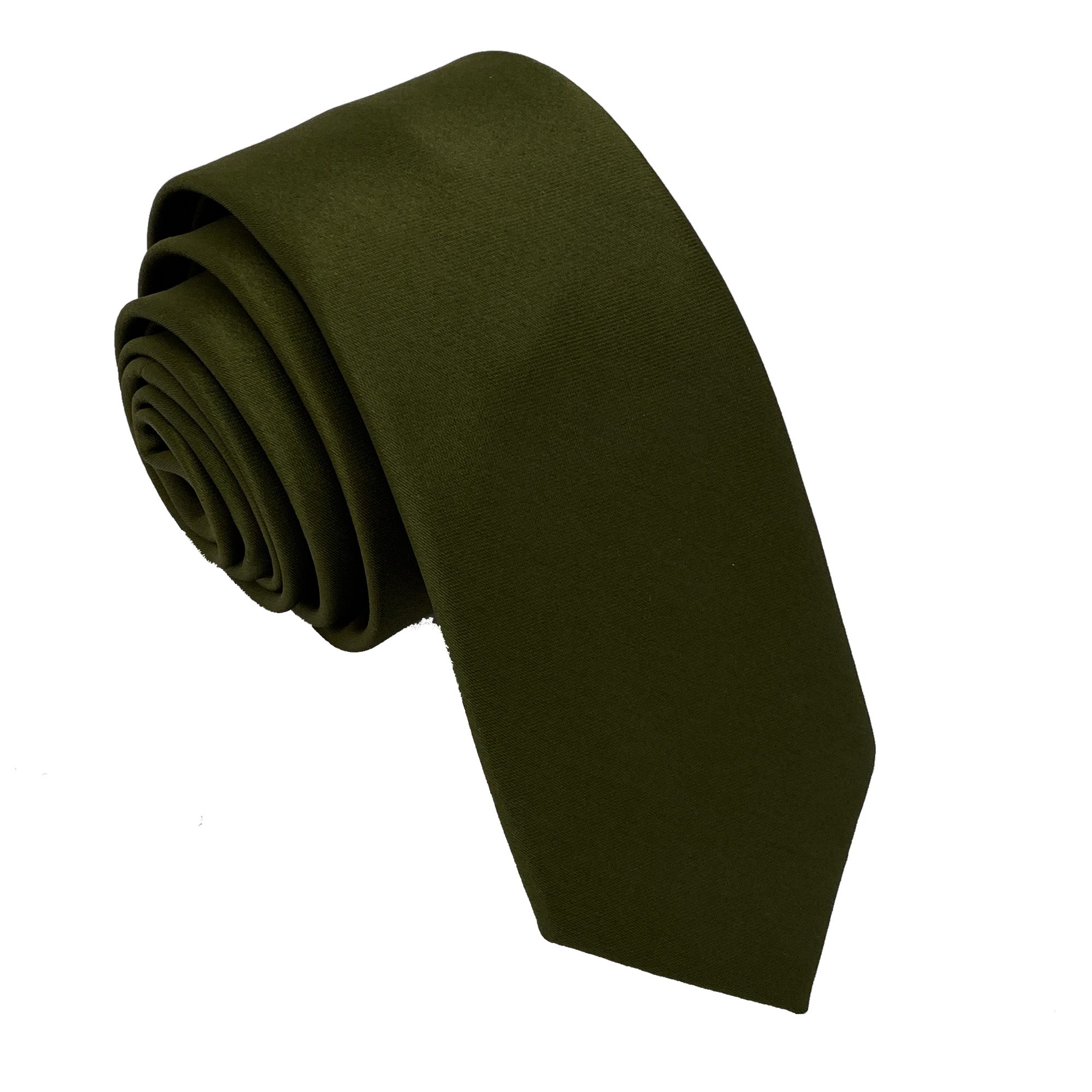 Men's Olive satin self-tie necktie