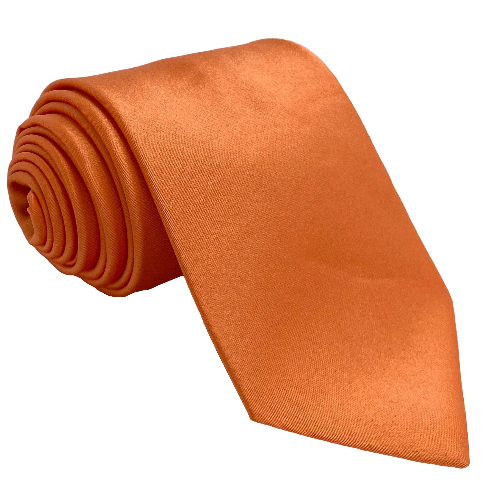 Men's Orange satin self-tie necktie