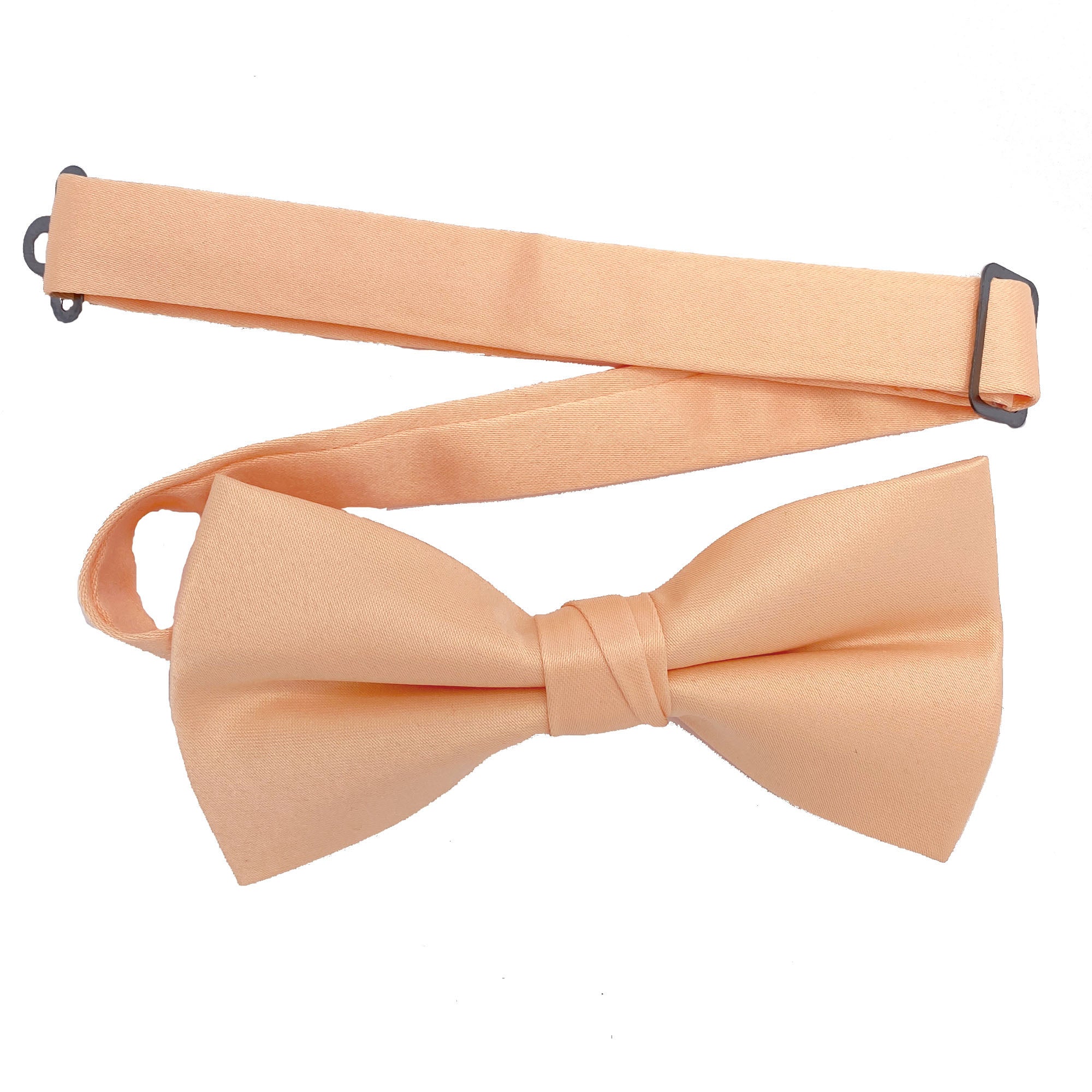 Men's Peach solid satin pre-tied bow tie
