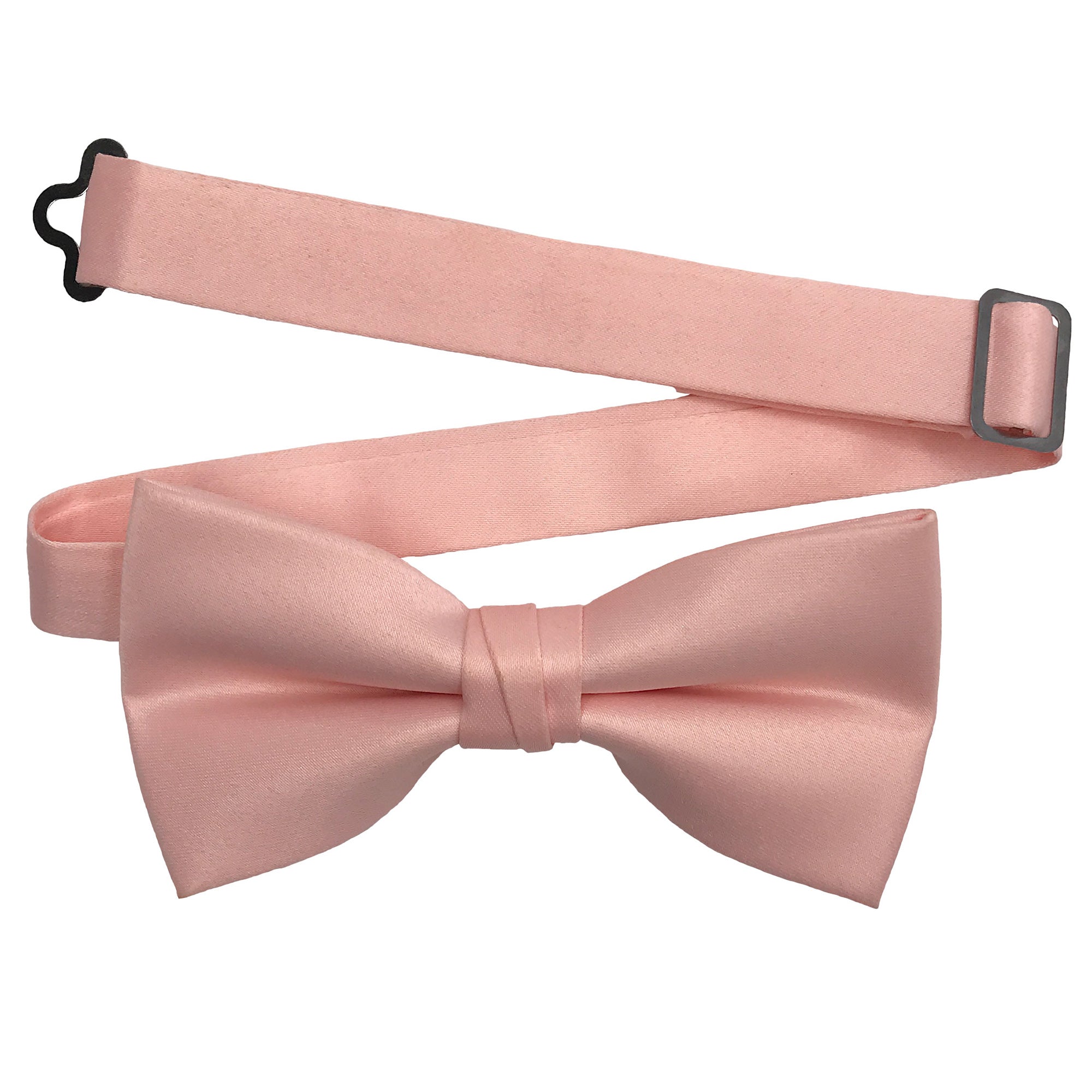 Men's Petal Peach solid satin pre-tied bow tie