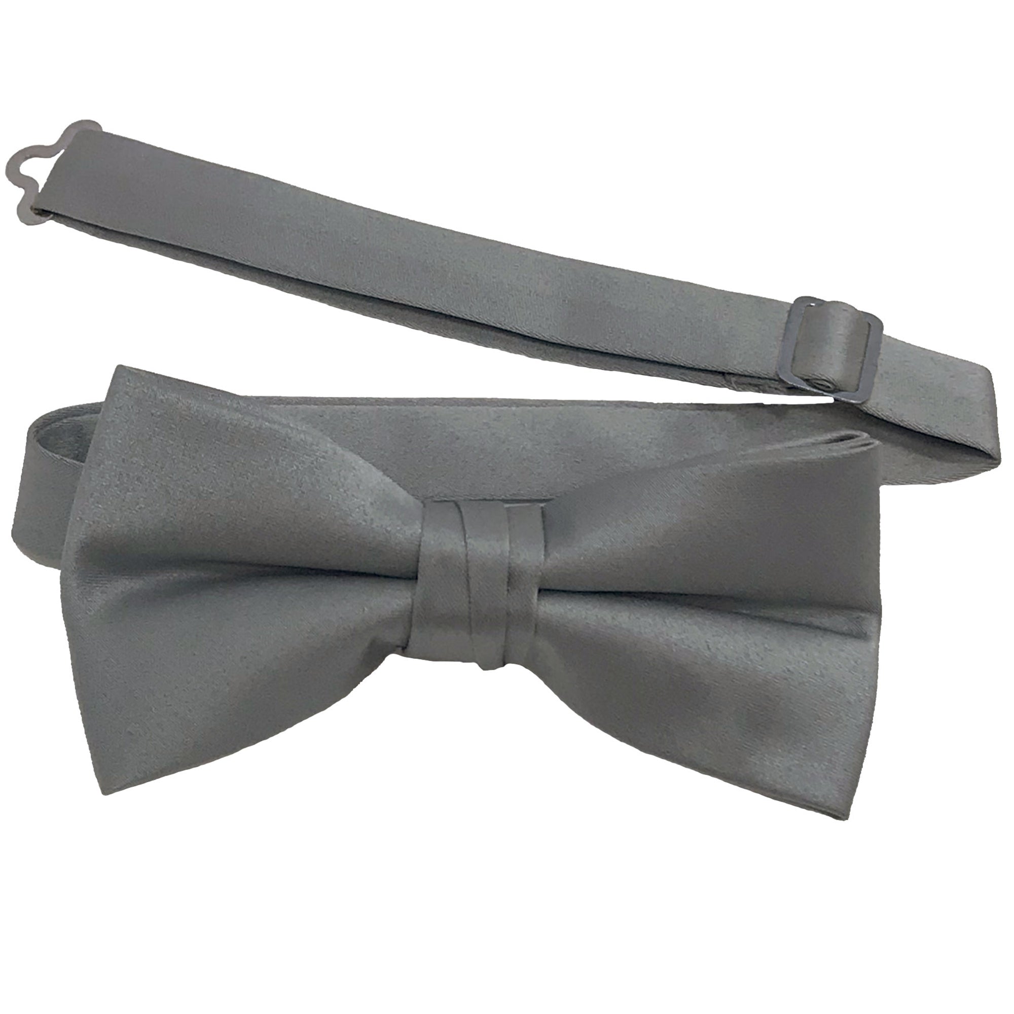 Men's Platinum solid satin pre-tied bow tie