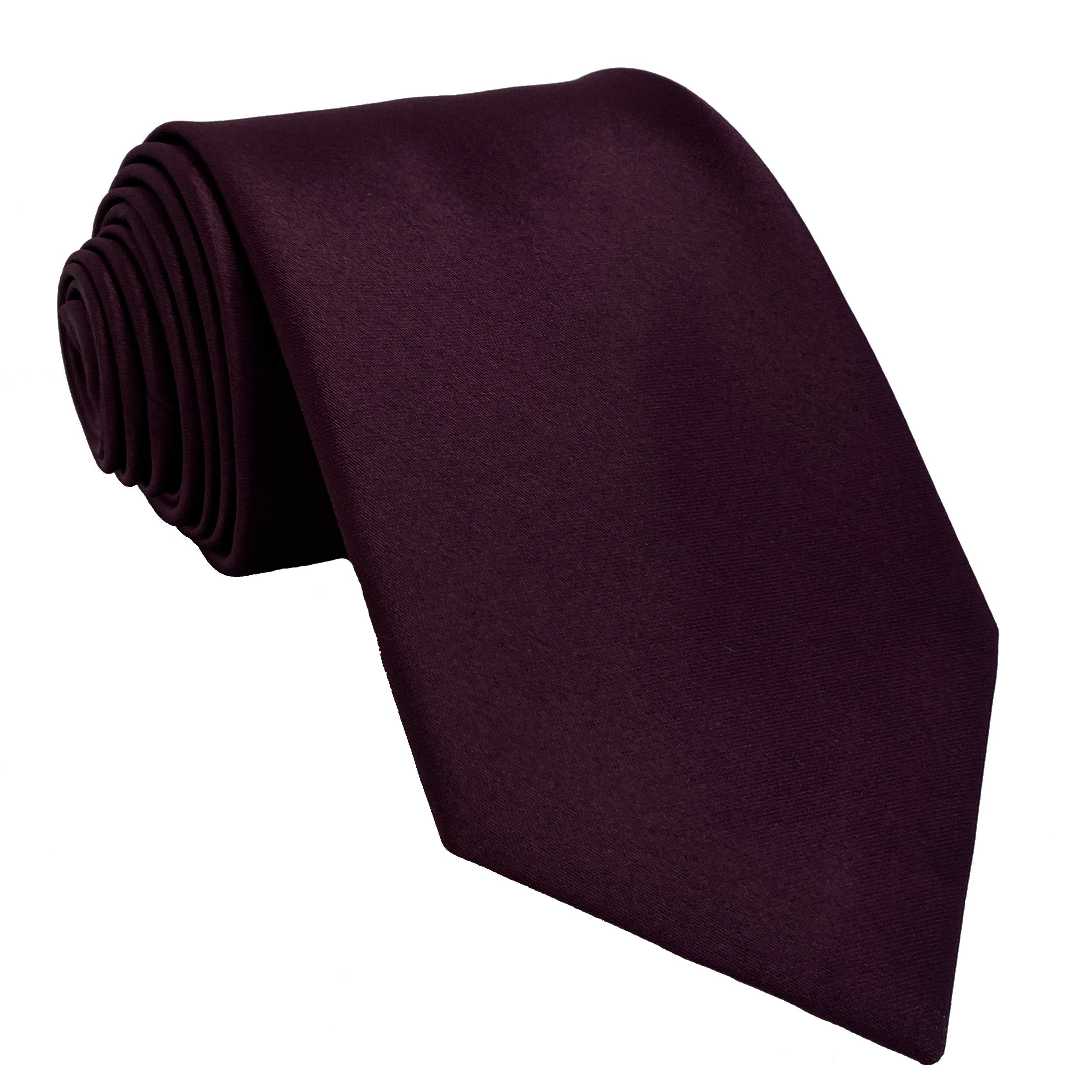 Men's Plum satin self-tie necktie