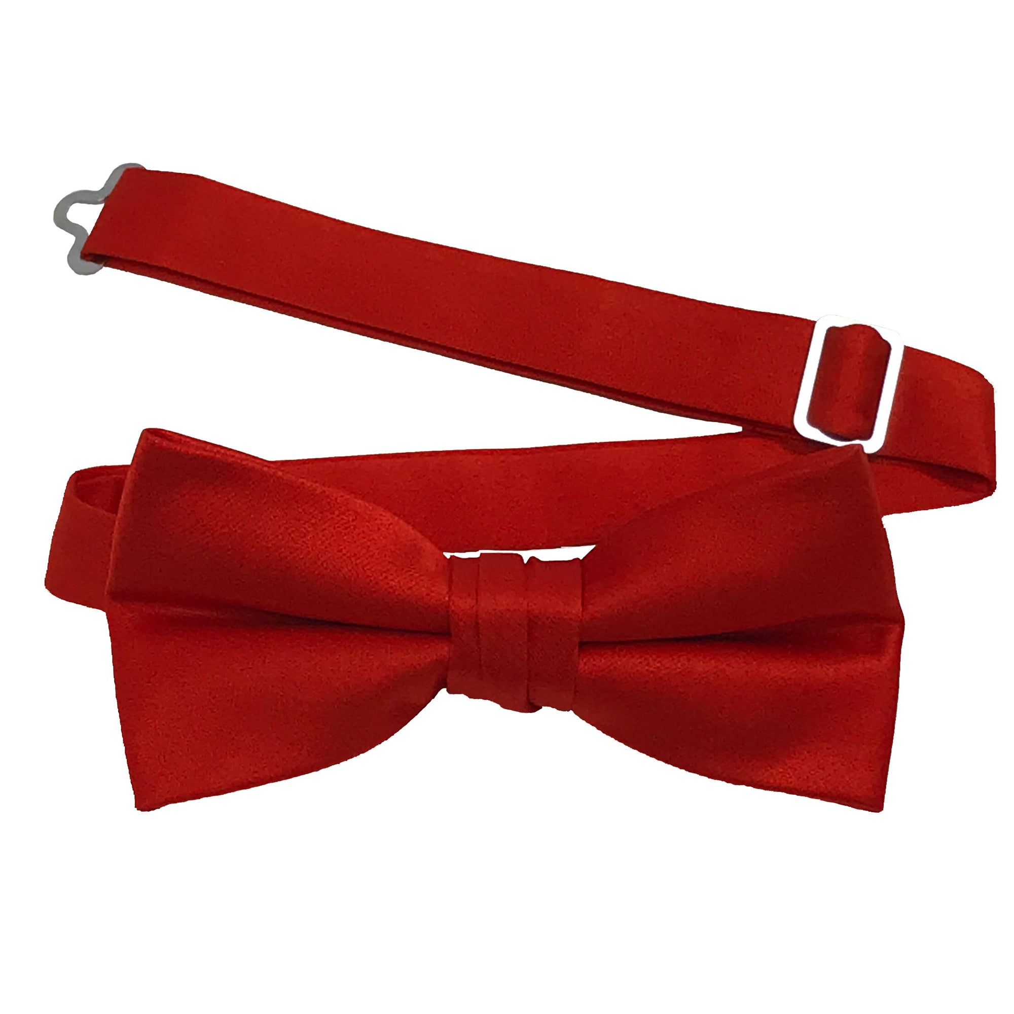 Men's Red solid satin pre-tied bow tie