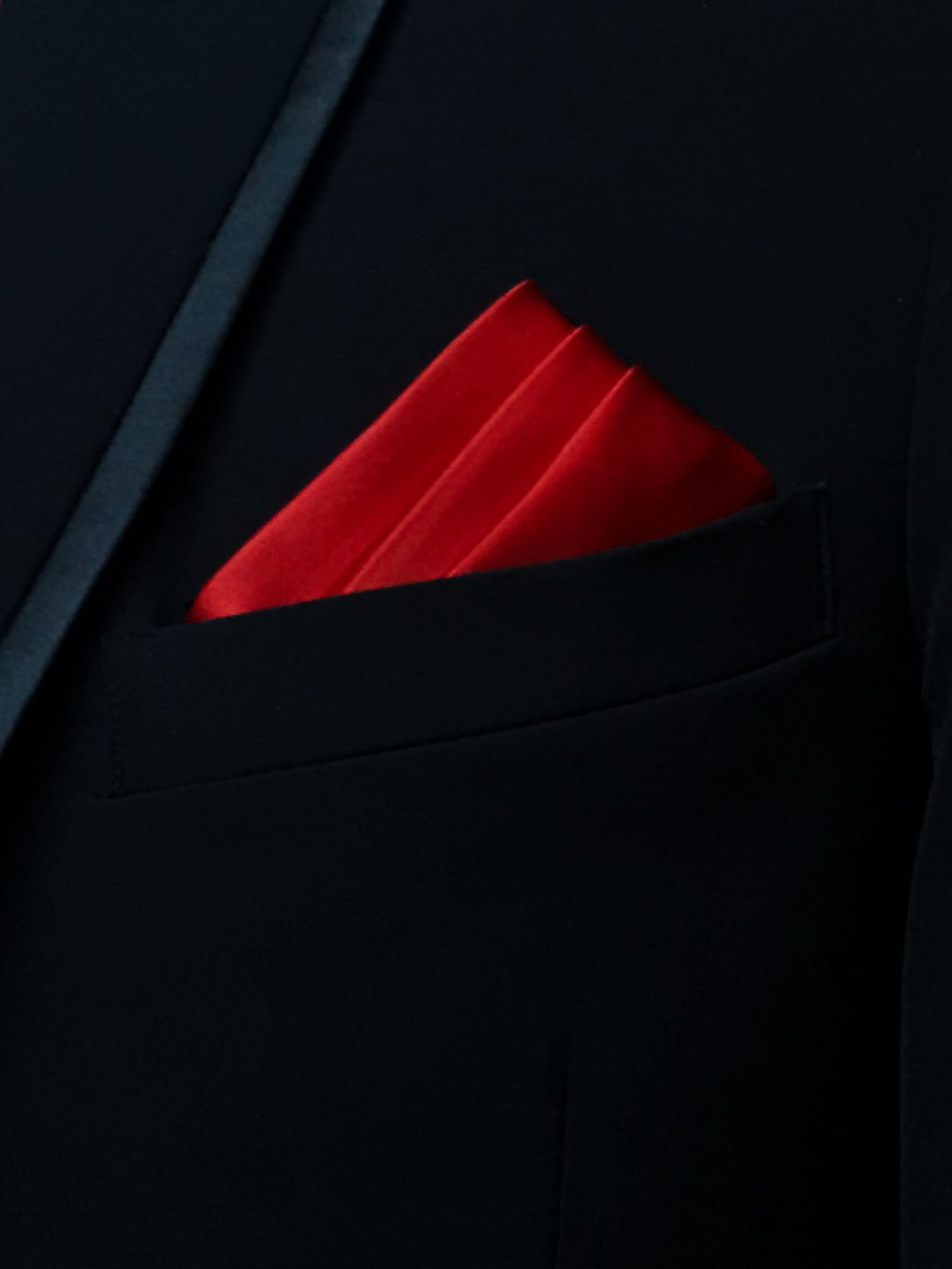 Men's Red Solid Satin Pocket Square