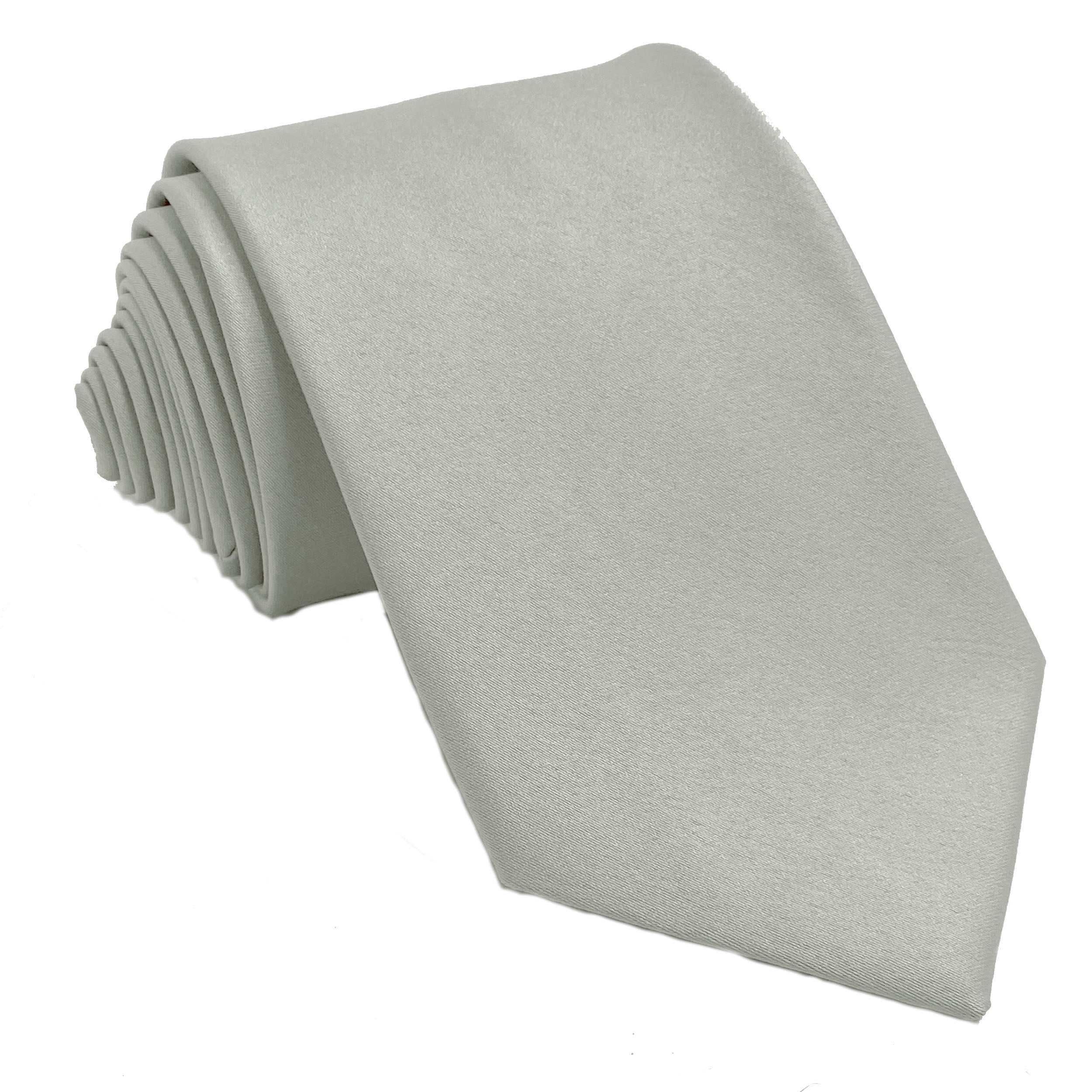 Men's Silver satin self-tie necktie