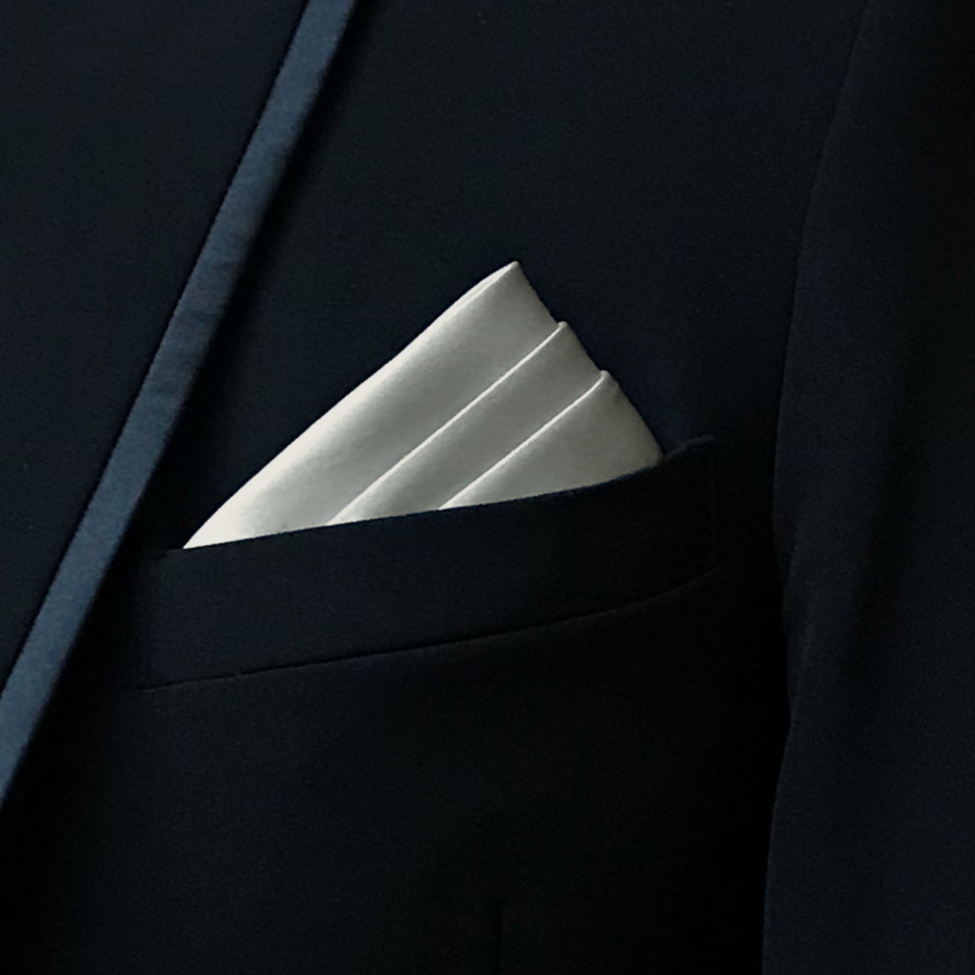 Men's Silver Solid Satin Pocket Square