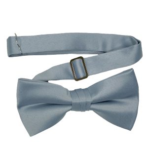 Men's Steel Blue solid satin pre-tied bow tie