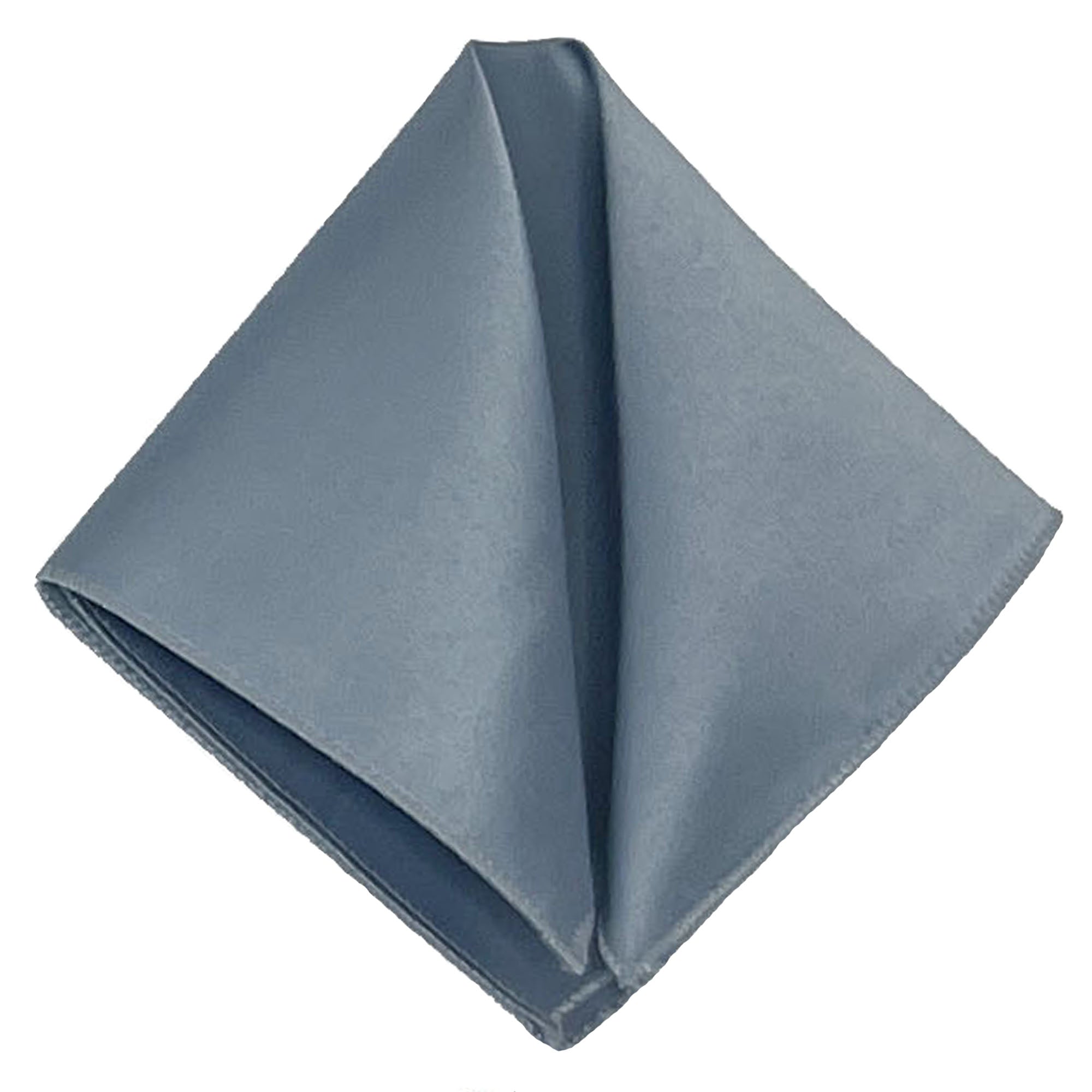 Men's Steel Blue Solid Satin Pocket Square