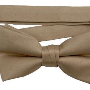 Men's Tan solid satin pre-tied bow tie