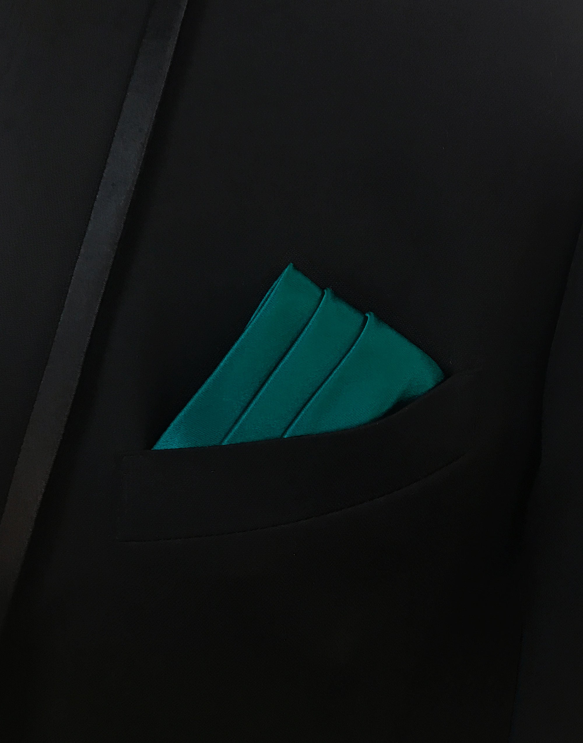 Men's Teal Solid Satin Pocket Square