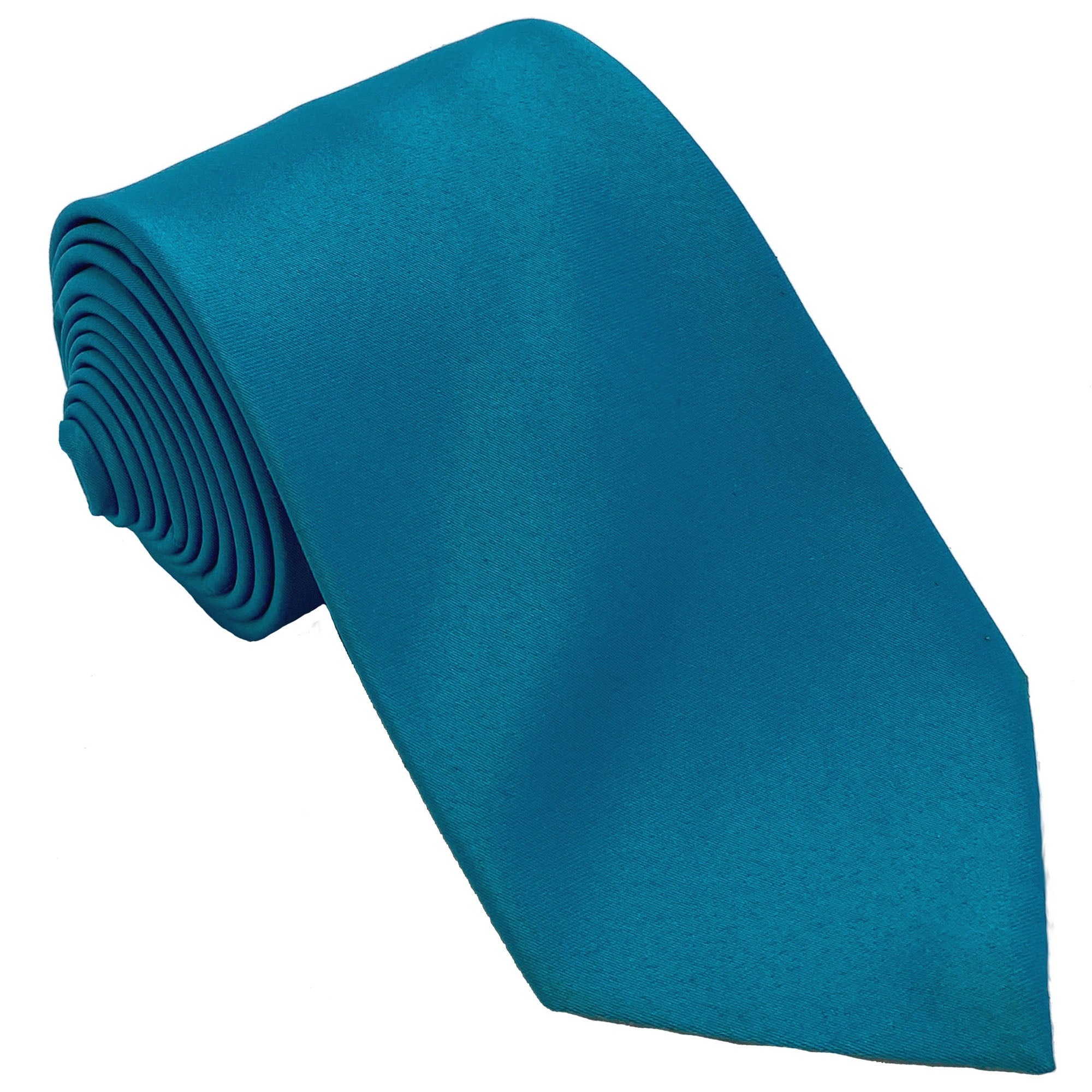 Men's Turquoise satin self-tie necktie