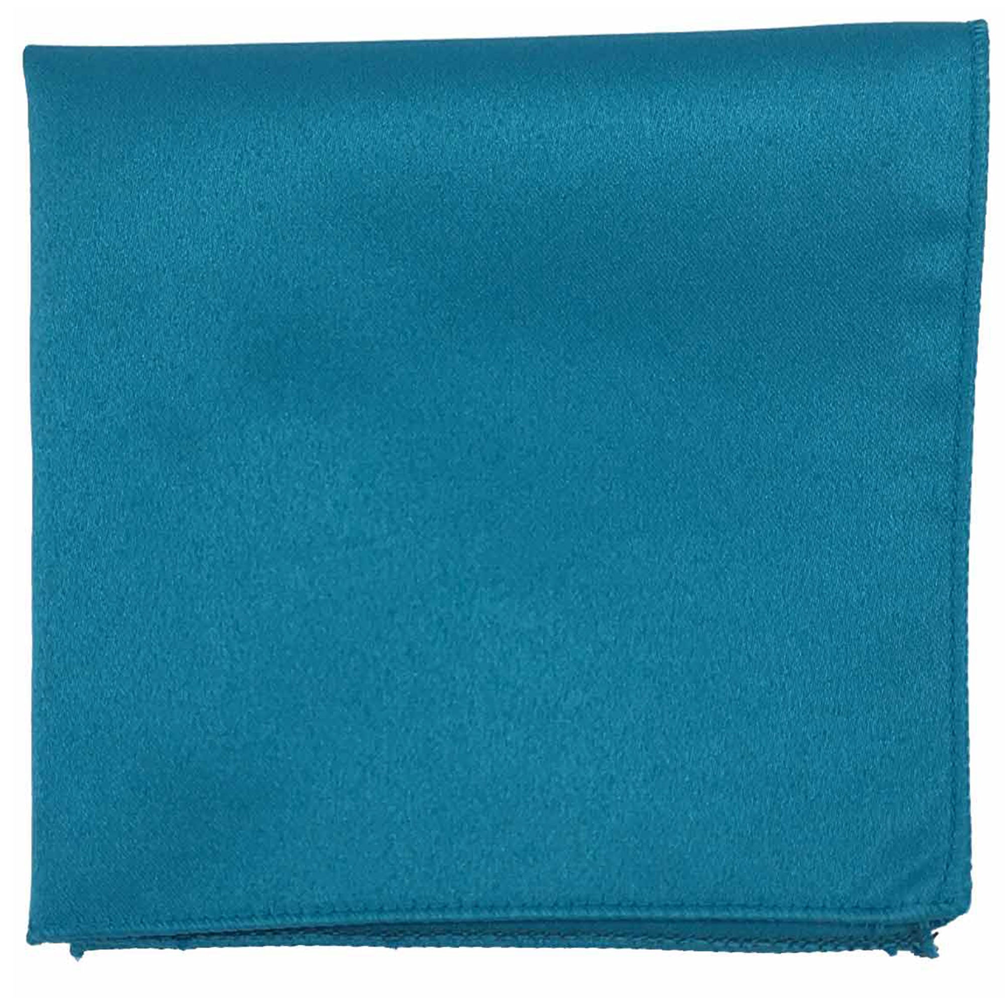 Men's Turquoise Solid Satin Pocket Square