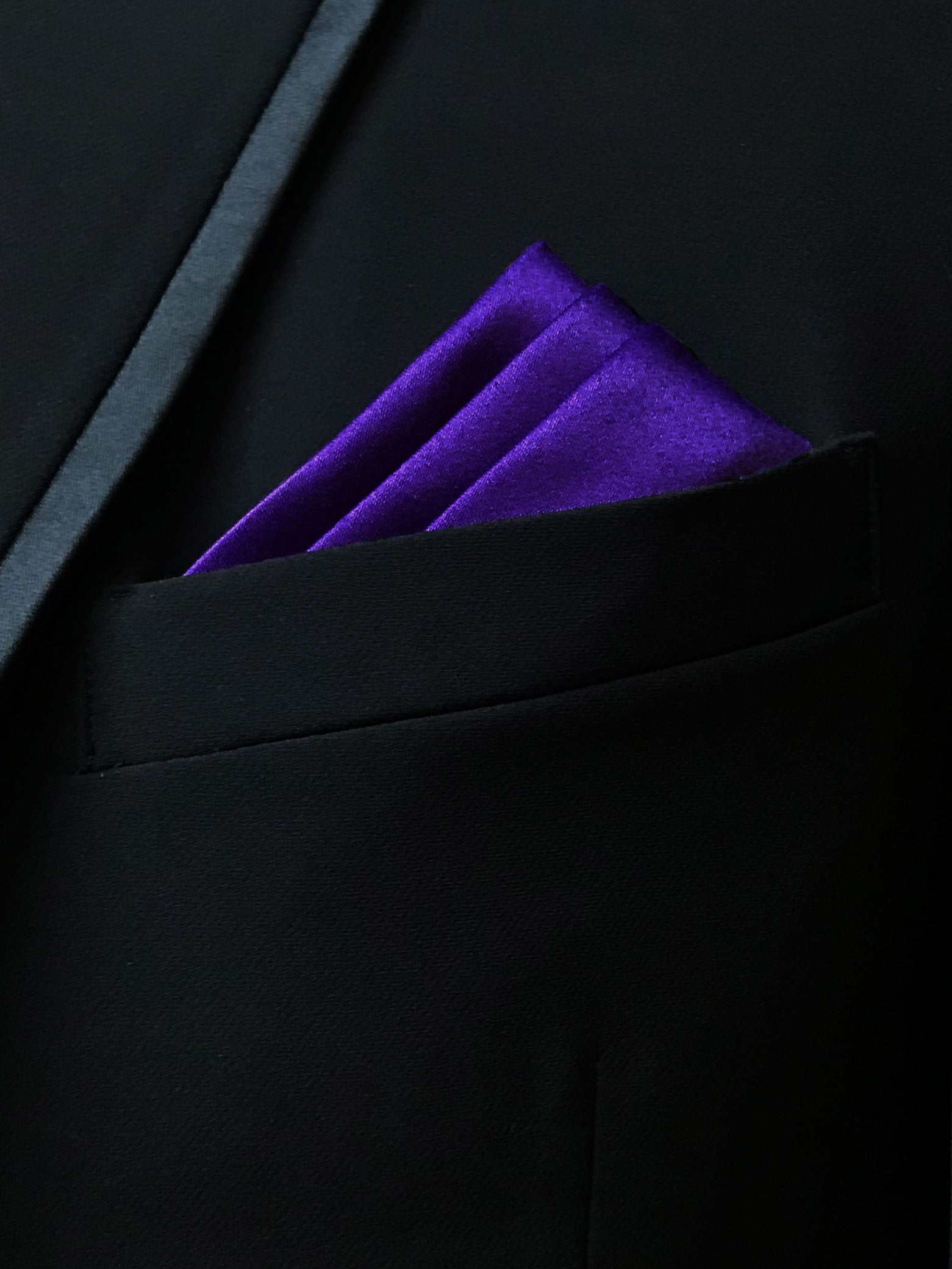 Men's Violet Solid Satin Pocket Square