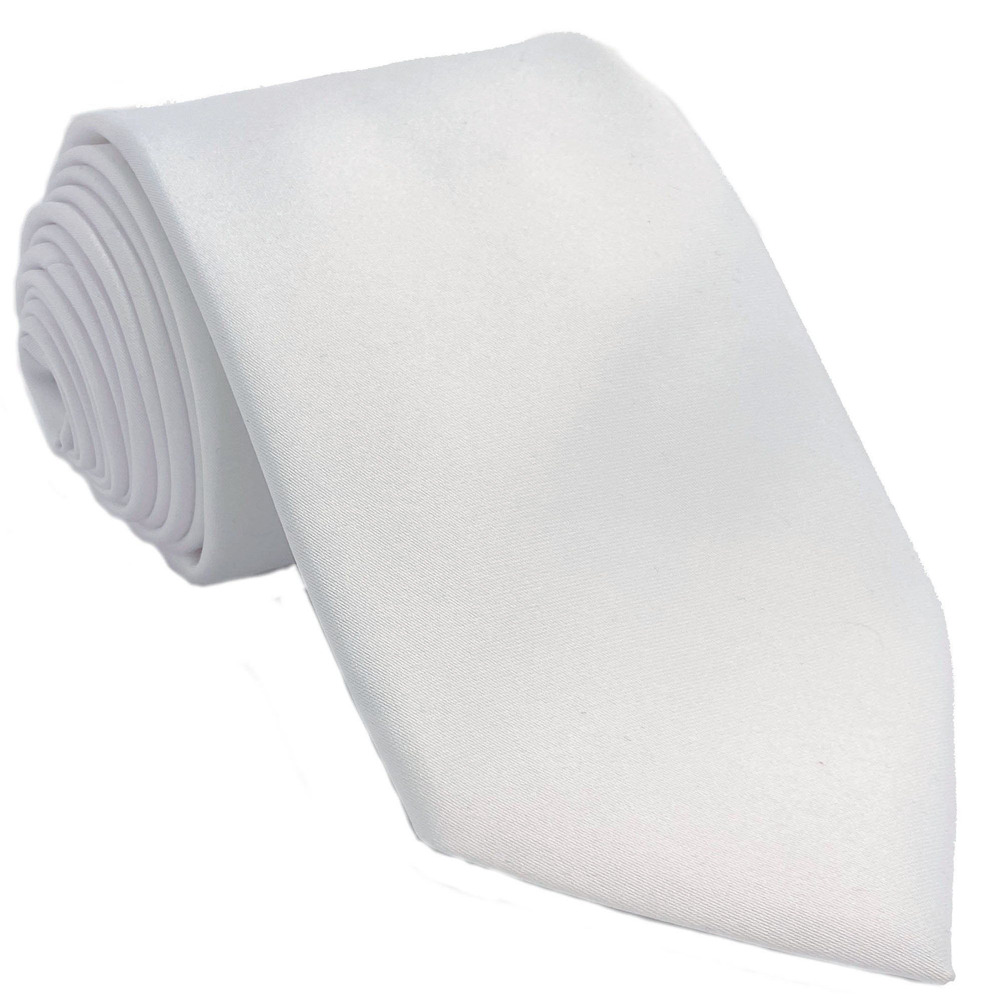 Men's White satin self-tie necktie