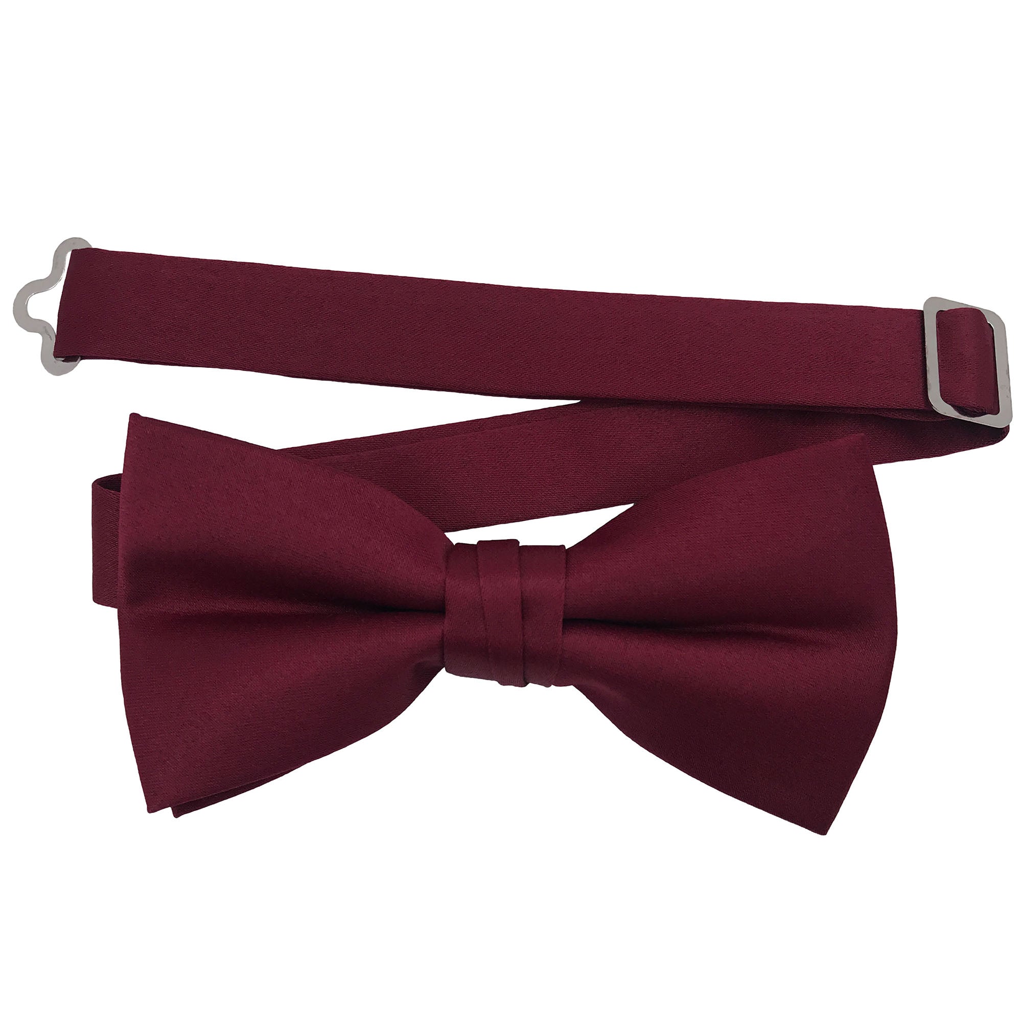 Men's Wine solid satin pre-tied bow tie