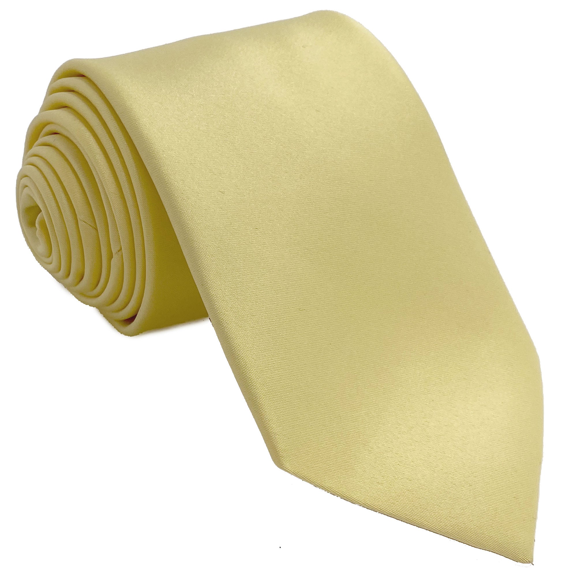 Men's Yellow satin self-tie necktie
