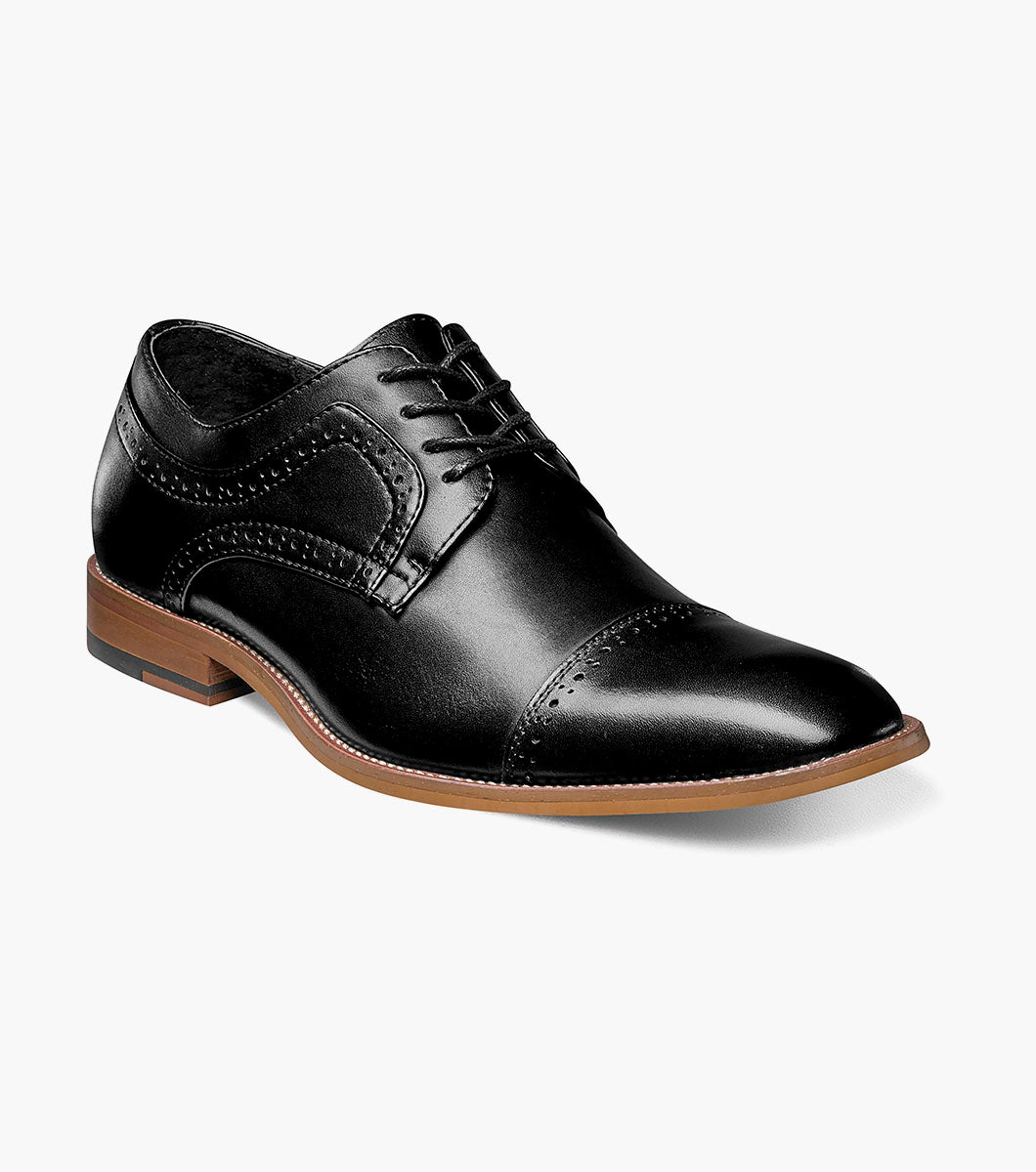 Stacy Adams Dickinson cap toe Oxford dress shoes in black, view 1